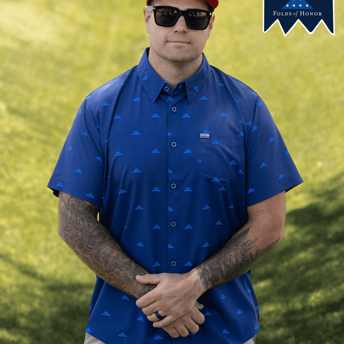 how is the white and gold dress blue and black Folds of Honor Party Shirt