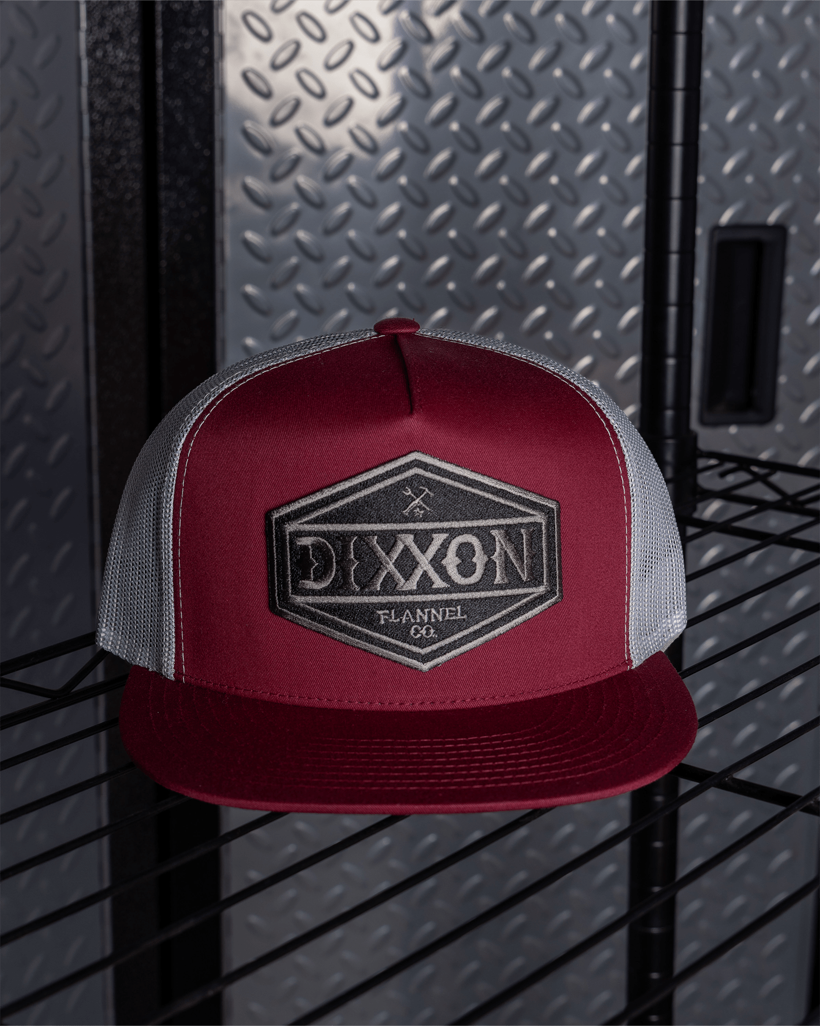 Foundry Shield Flat Bill Trucker Snapback - Black & Gray - Dixxon Flannel Co. view 3