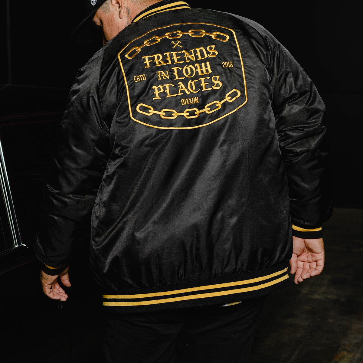 Friends in Low Places Varsity Jacket - Black | Dixxon