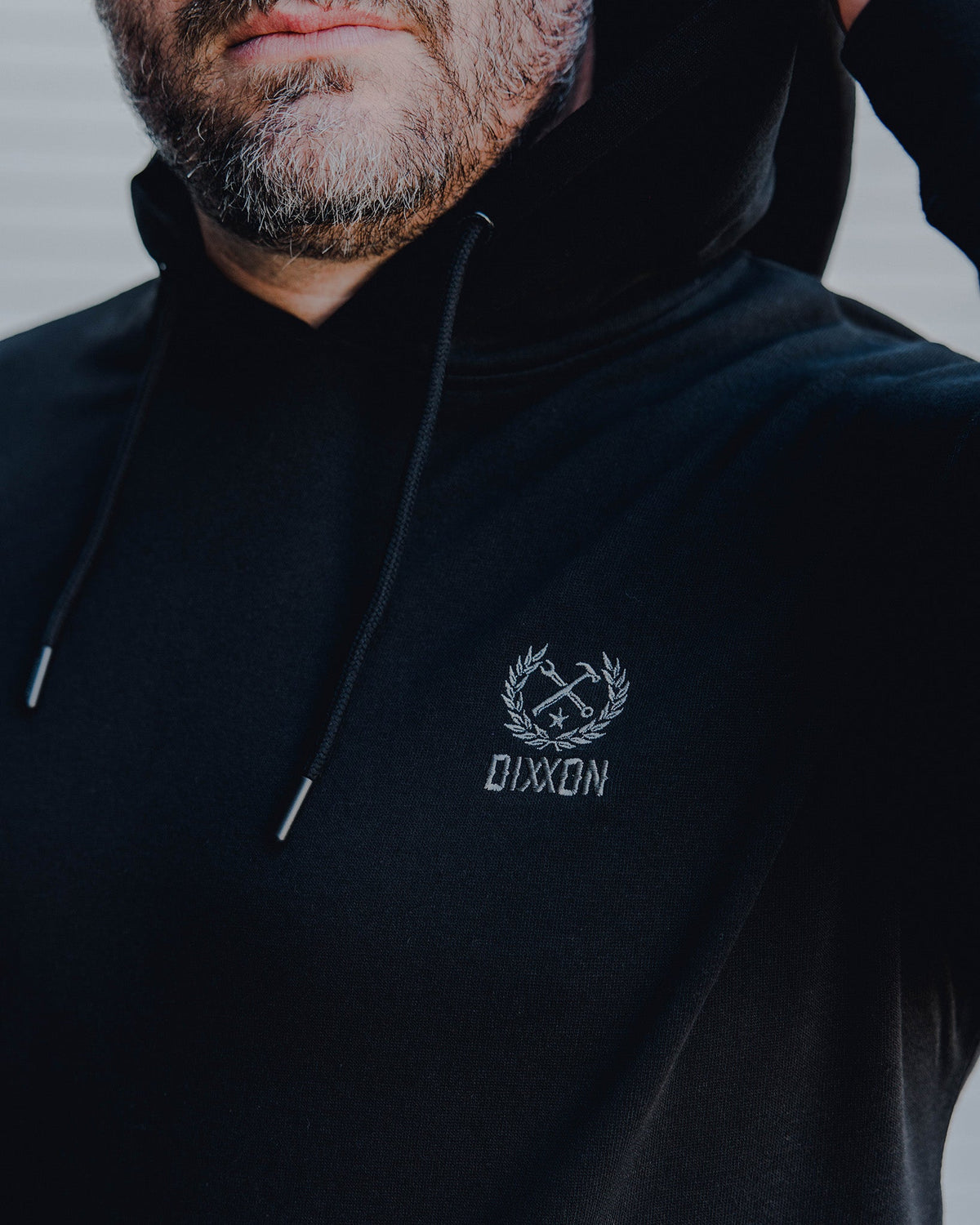 Gray Crest Lightweight Pullover Hoodie - Black - view 2