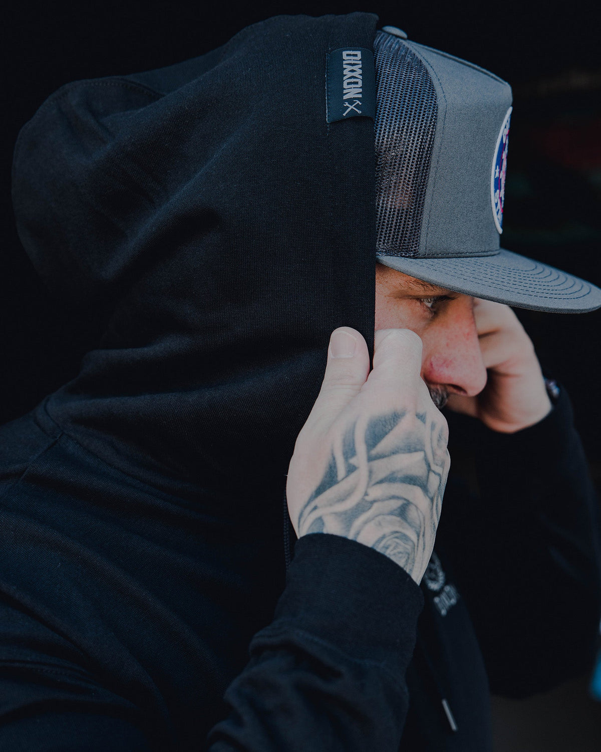 Gray Crest Lightweight Pullover Hoodie - Black - view 3