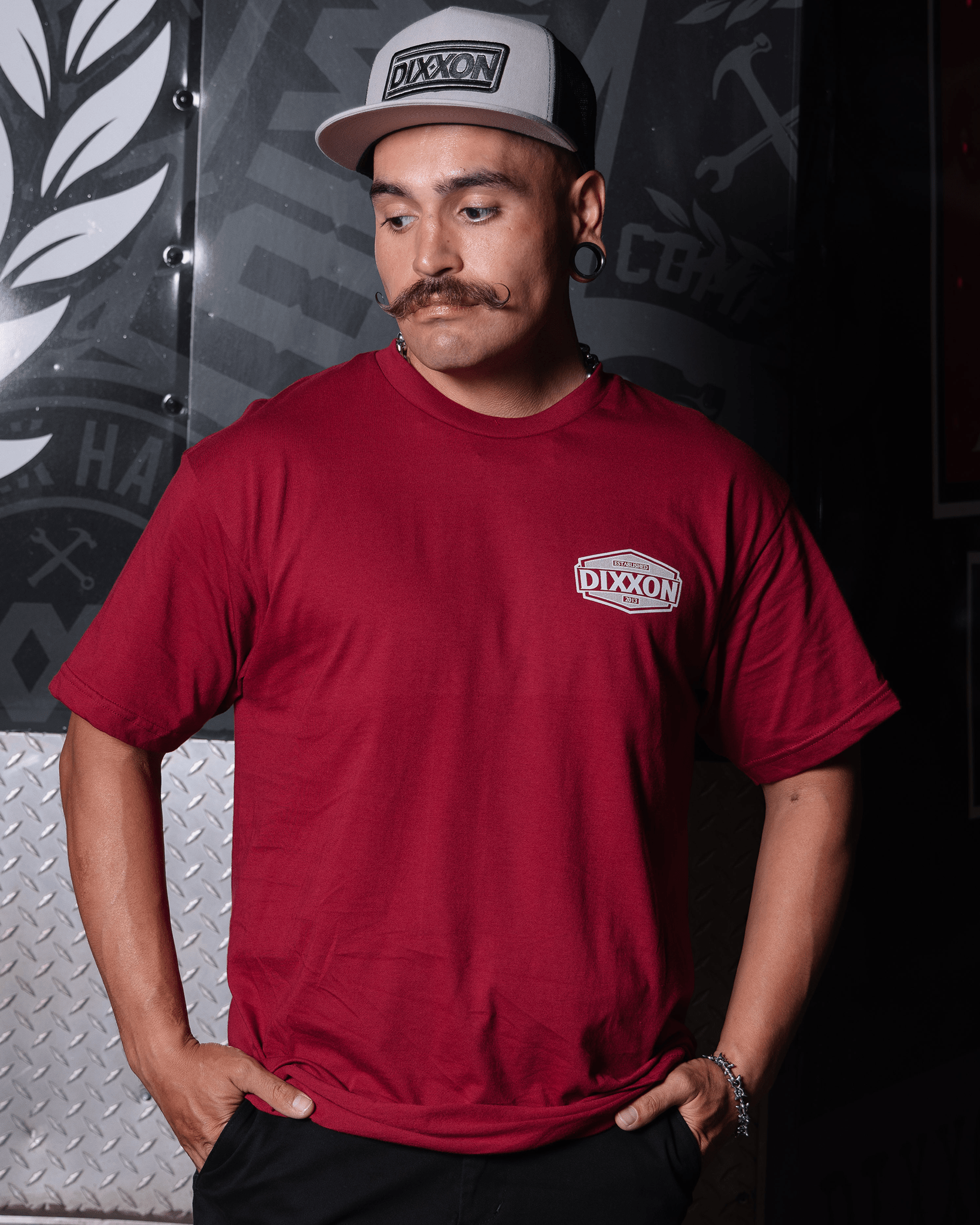 Gray Forge Hex T-Shirt - Cranberry - Dixxon Flannel Co. view 5