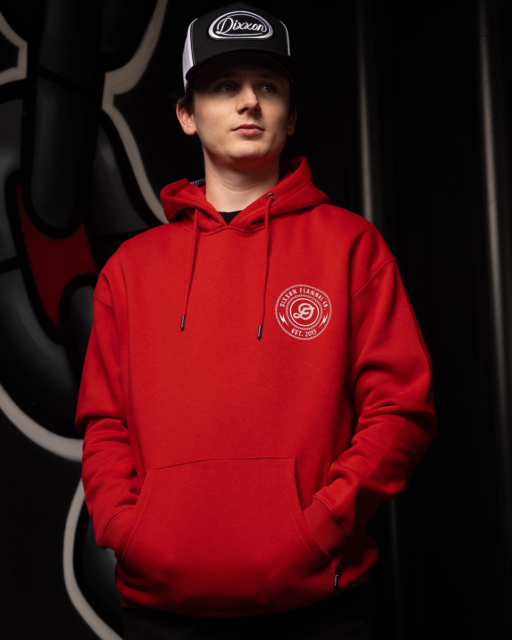 Gray & White Linked Pullover Hoodie - Red - Dixxon Flannel Co.