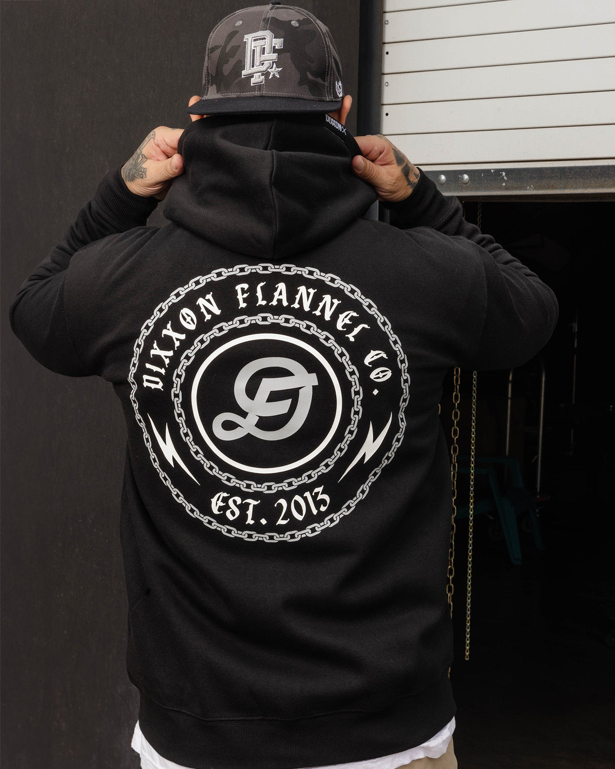 Gray & White Linked Zip Up Hoodie - Black - view 1