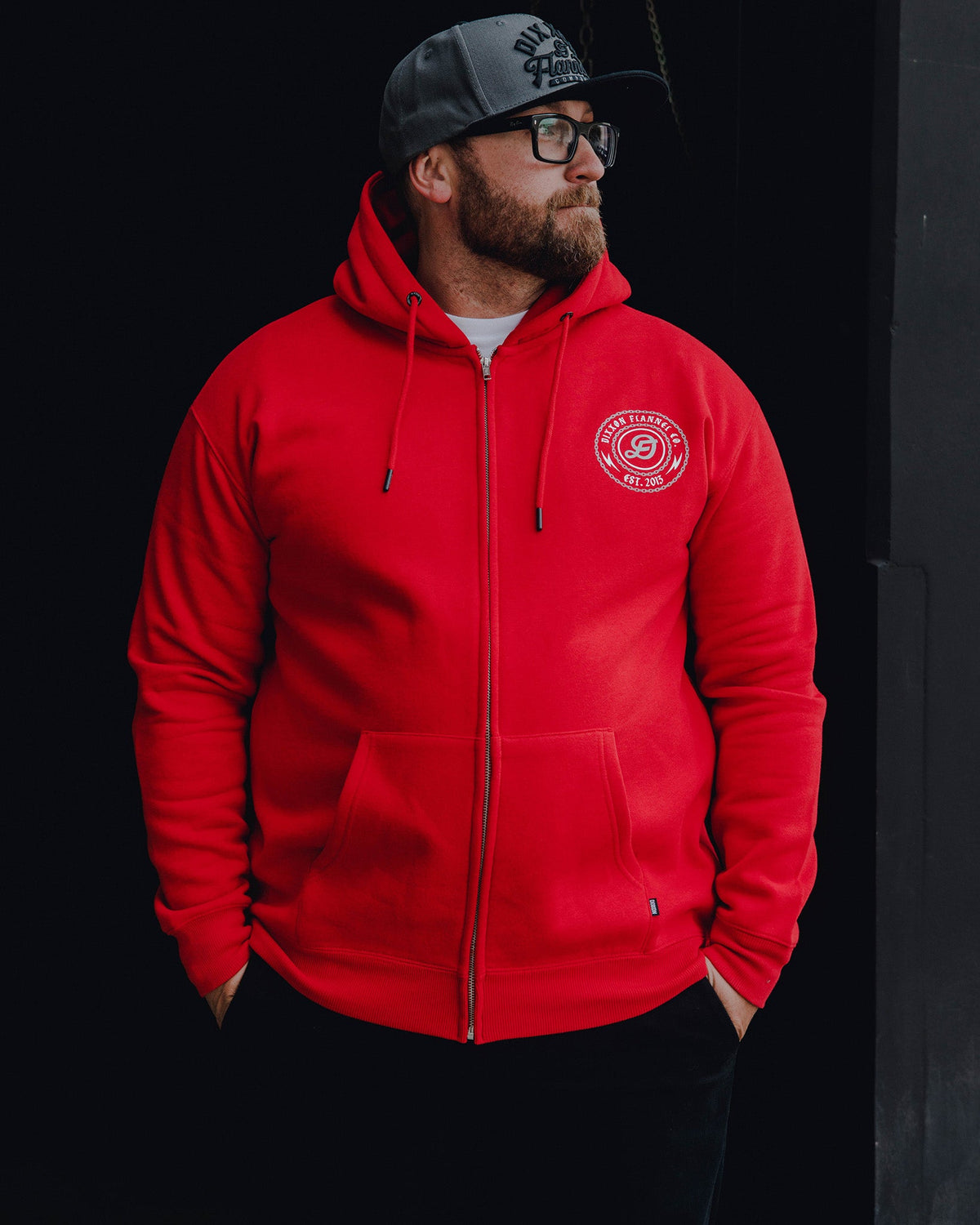 Gray & White Linked Zip Up Hoodie - Red - view 4