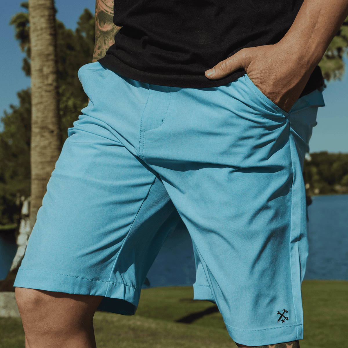 パンツ NOT CONVENTIONAL blue plaid shorts Unique-Bargains-Men-s-Plaid-