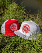 Lip Ripper Flat Bill Trucker Snapback - Red & White - Dixxon Flannel Co.