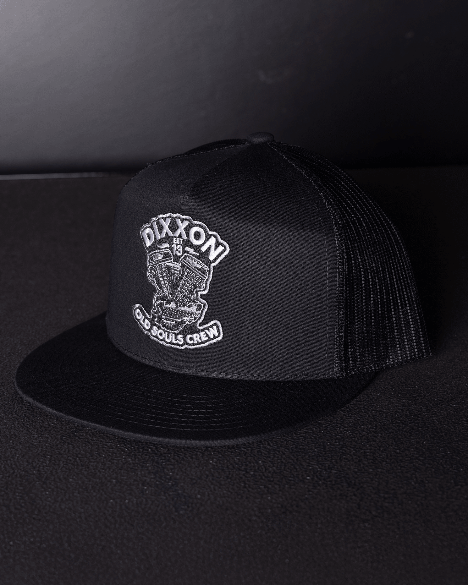 Old Souls Crew Flat Bill Trucker Snapback - Black & White - Dixxon Flannel Co.