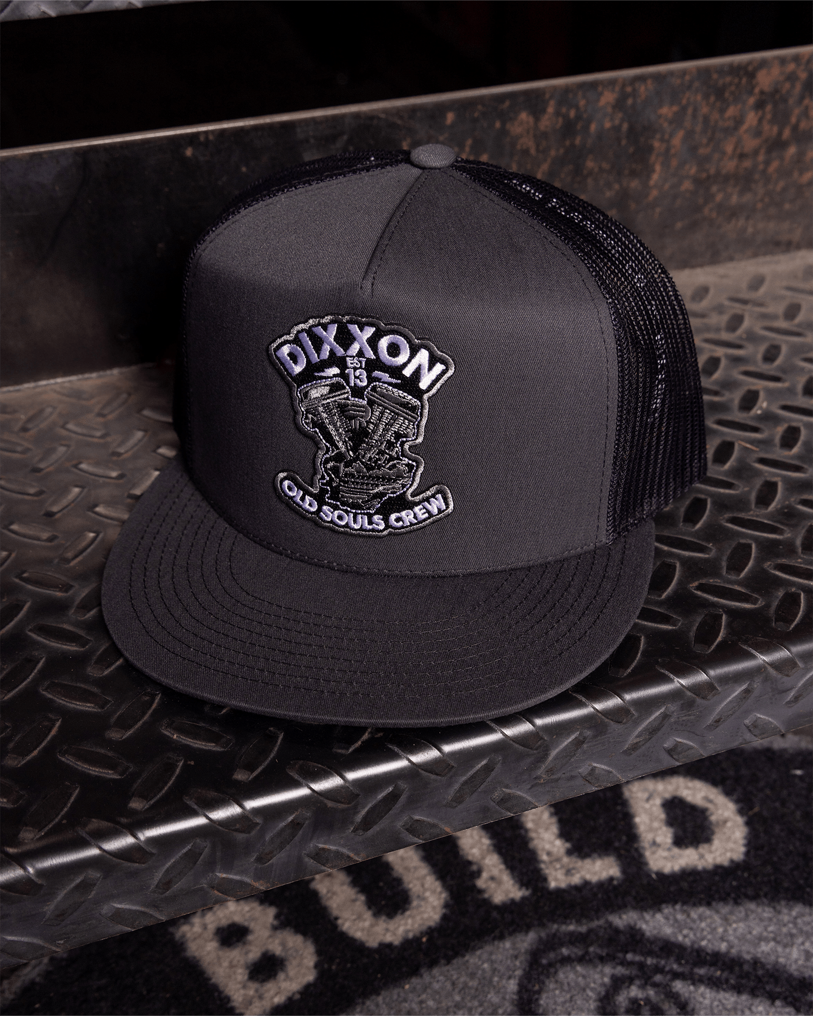 Old Souls Crew Flat Bill Trucker Snapback - Black & White - Dixxon Flannel Co.
