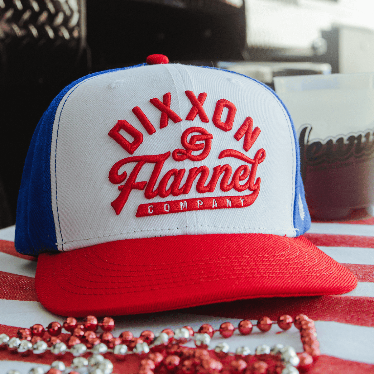 Pastime Flat Bill Snapback - Red, White, & Blue | Dixxon Flannel Co.
