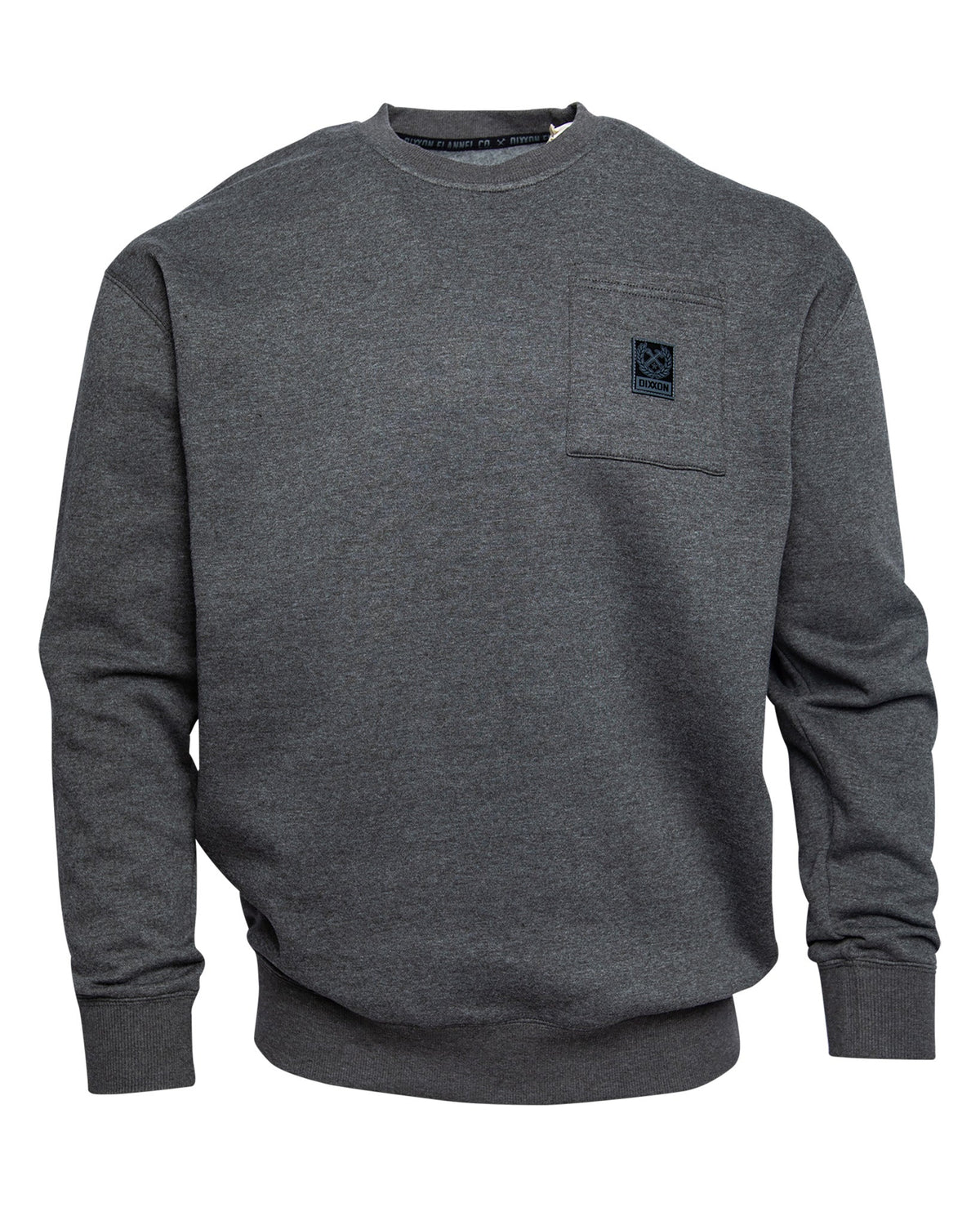 Women's Pocket Crewneck Sweatshirt - Heather Charcoal - Dixxon Flannel Co. view 2