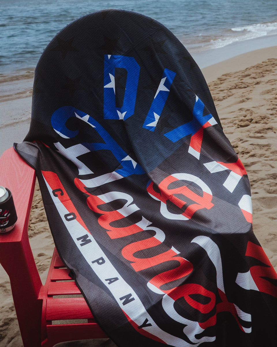 Red and white beach towel best sale