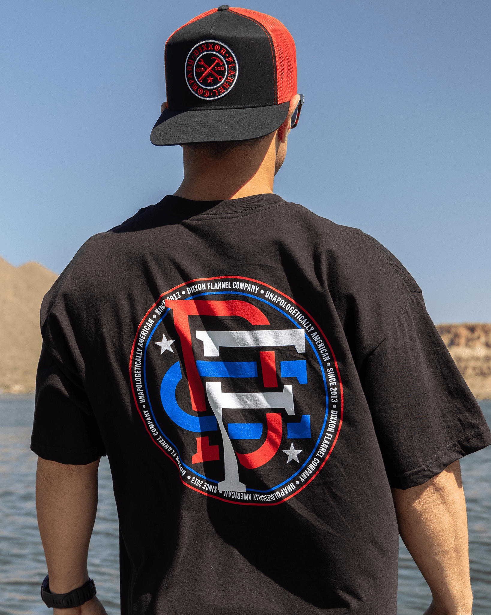 Red,White & Blue Emblem T-Shirt - Black - Dixxon Flannel Co.