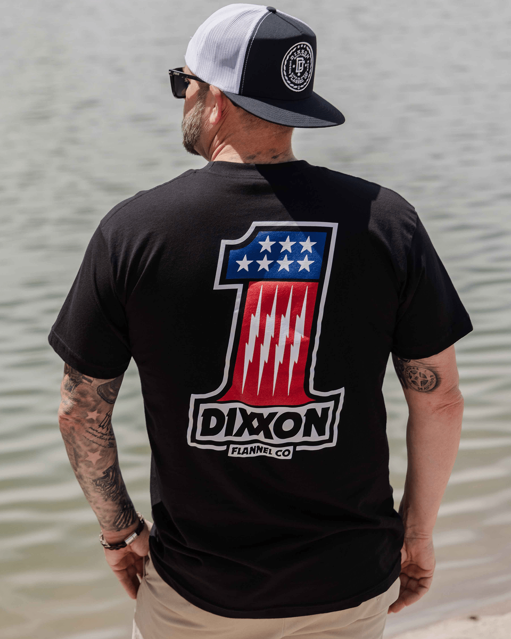 Red,White, & Blue First Place T-Shirt - Black - Dixxon Flannel Co.