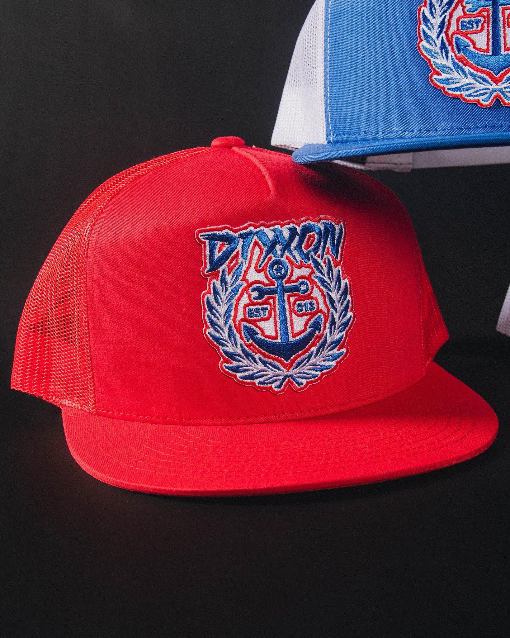 Salty Crest Flat Bill Trucker Snapback - Red, White, & Blue - Dixxon Flannel Co.