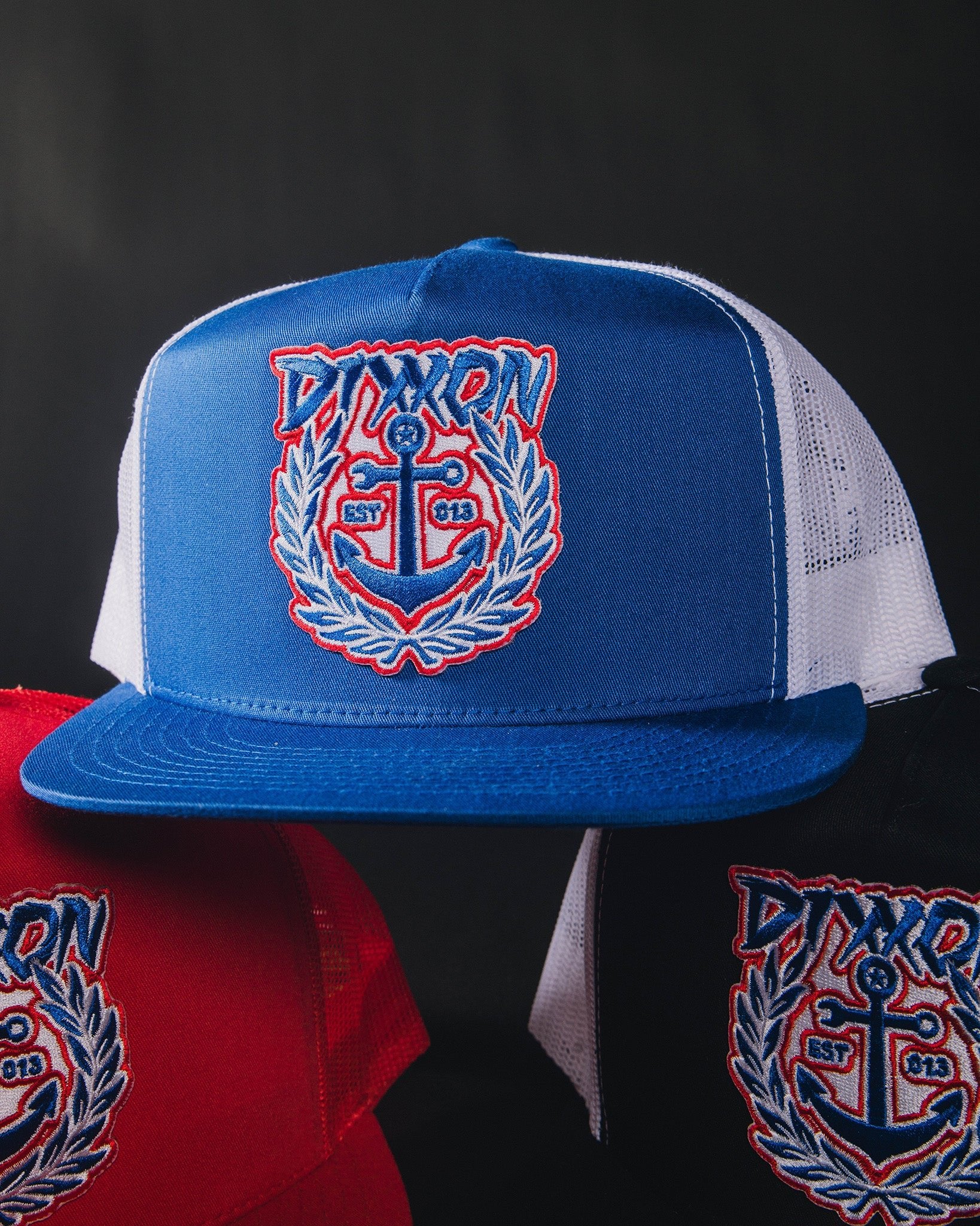 Salty Crest Flat Bill Trucker Snapback - Red, White, & Blue - Dixxon Flannel Co.