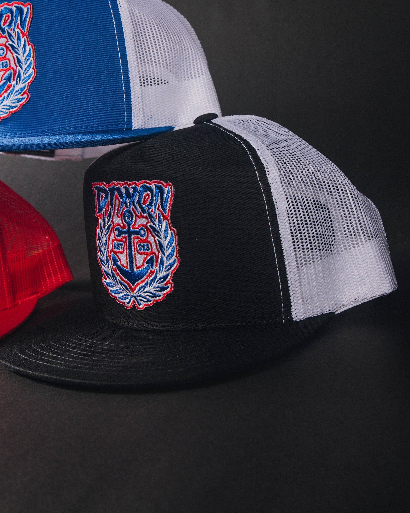 Salty Crest Flat Bill Trucker Snapback - Red, White, & Blue - Dixxon Flannel Co.