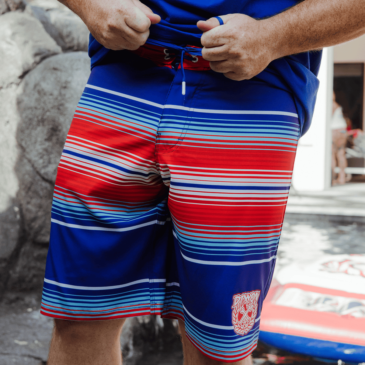★最終値下げ、完売品タグ付き★C.P. COMPANY BEACH SHORTS Serape Boardshorts - Red, White & Blue | Dixxon 2025