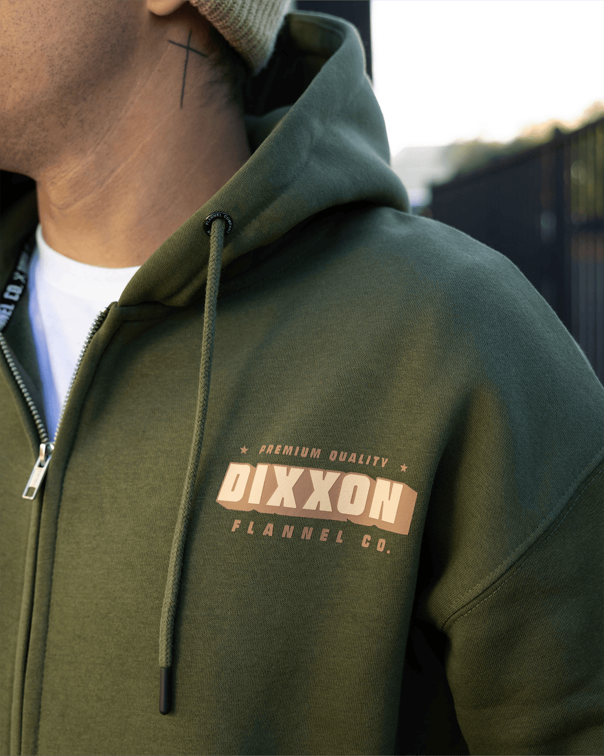 Tan Grille Zip Up Hoodie - O.D. Green - view 8