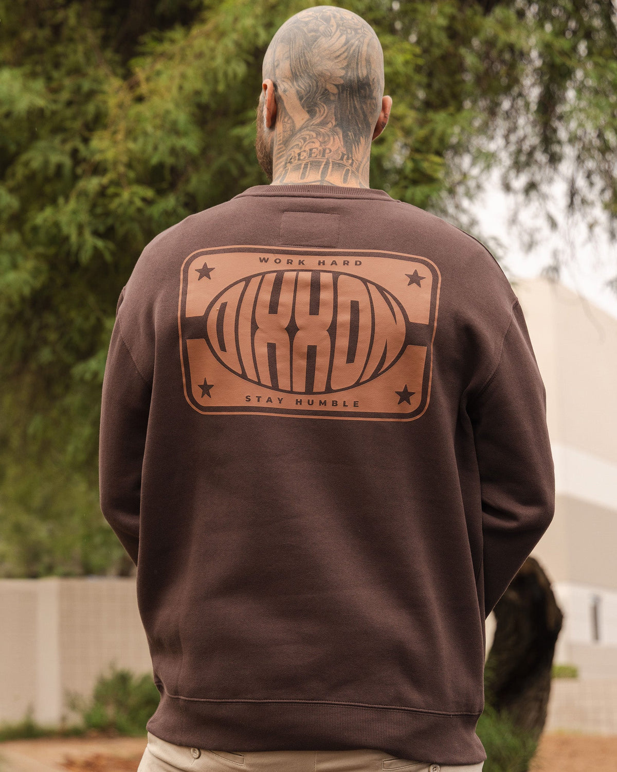Tan Nameplate Crewneck Sweatshirt - Brown - Dixxon Flannel Co. view 1