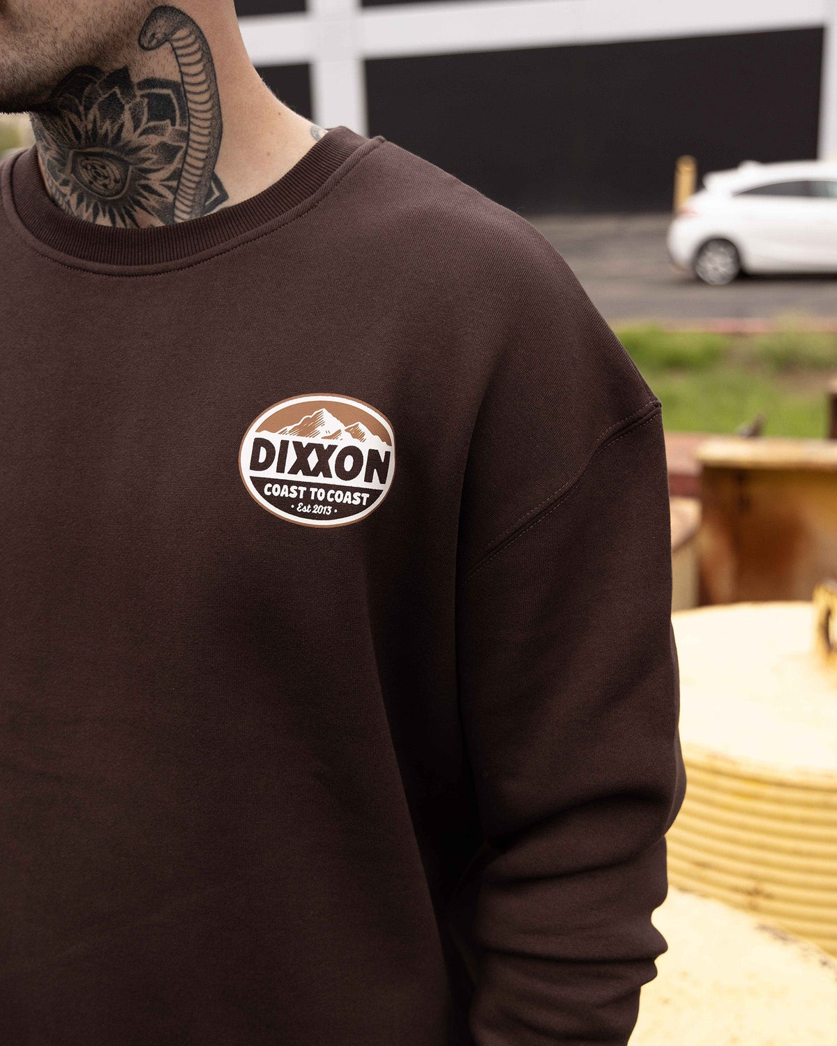 Tan & White Peaks Crewneck - Brown - Dixxon Flannel Co. view 4