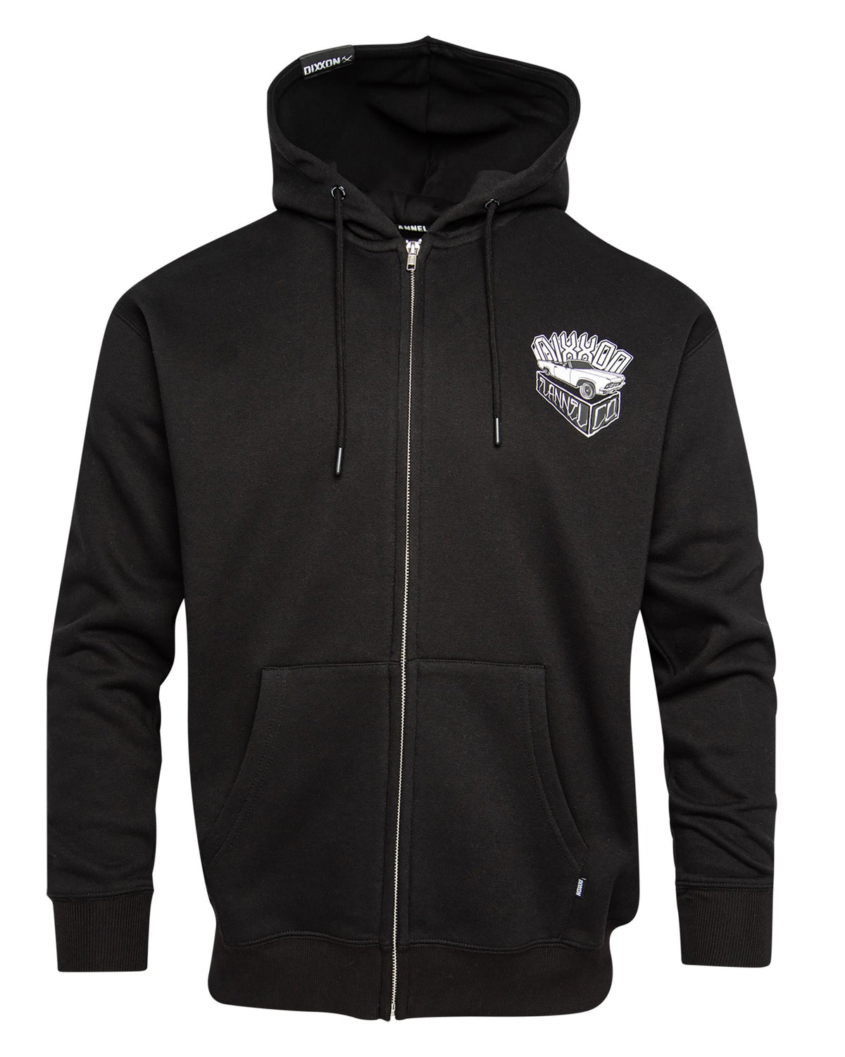 White Block Zip Up Hoodie - Black - view 3