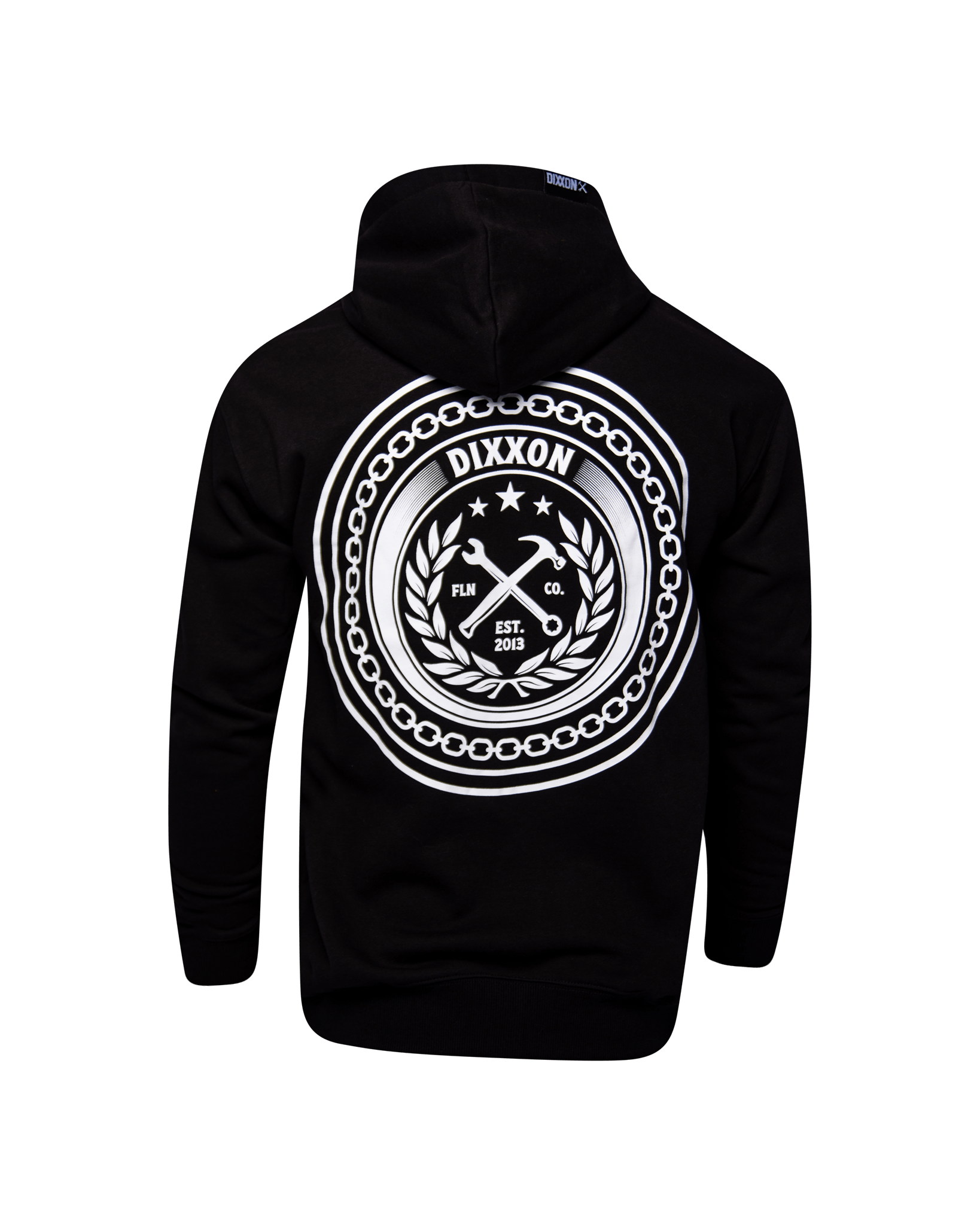 White Chain Badge Zip Up Hoodie - Black - Dixxon Flannel Co.
