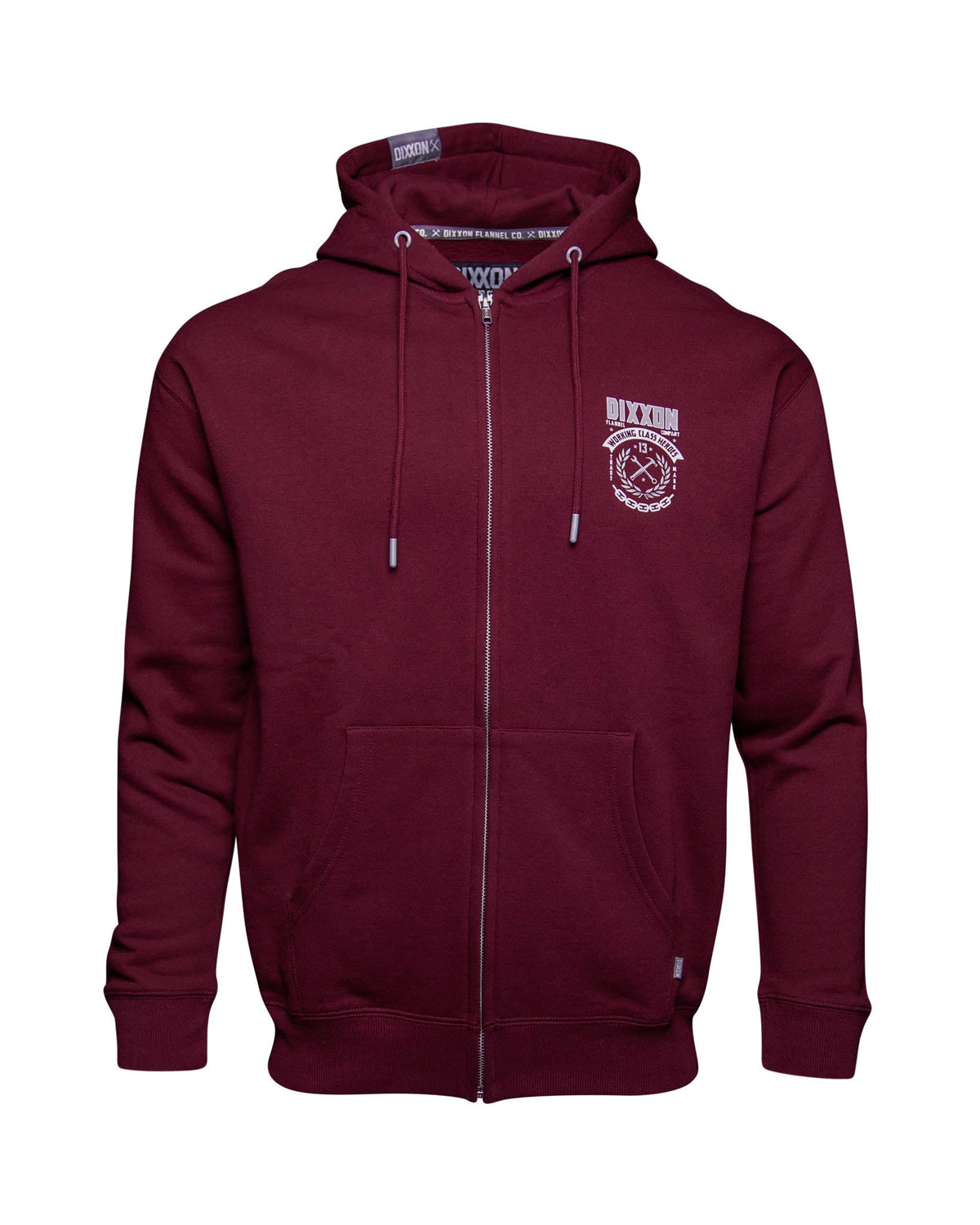 White & Gray Weld Zip Up Hoodie - Maroon - view 3