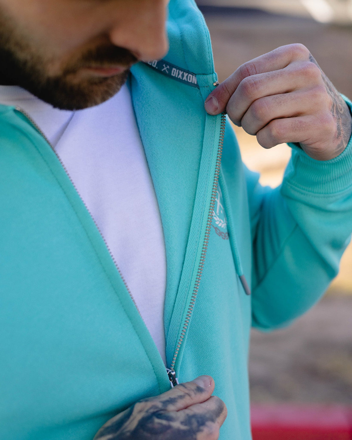 White & Gray Weld Zip Up Hoodie - Tiffany - view 6