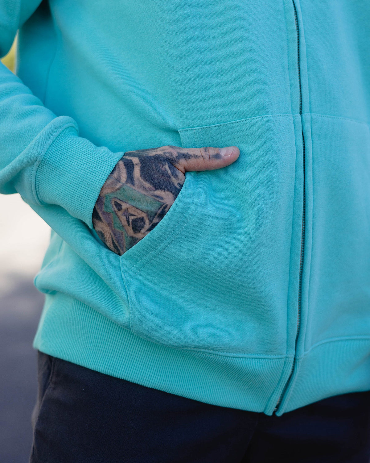 White & Gray Weld Zip Up Hoodie - Tiffany - view 5