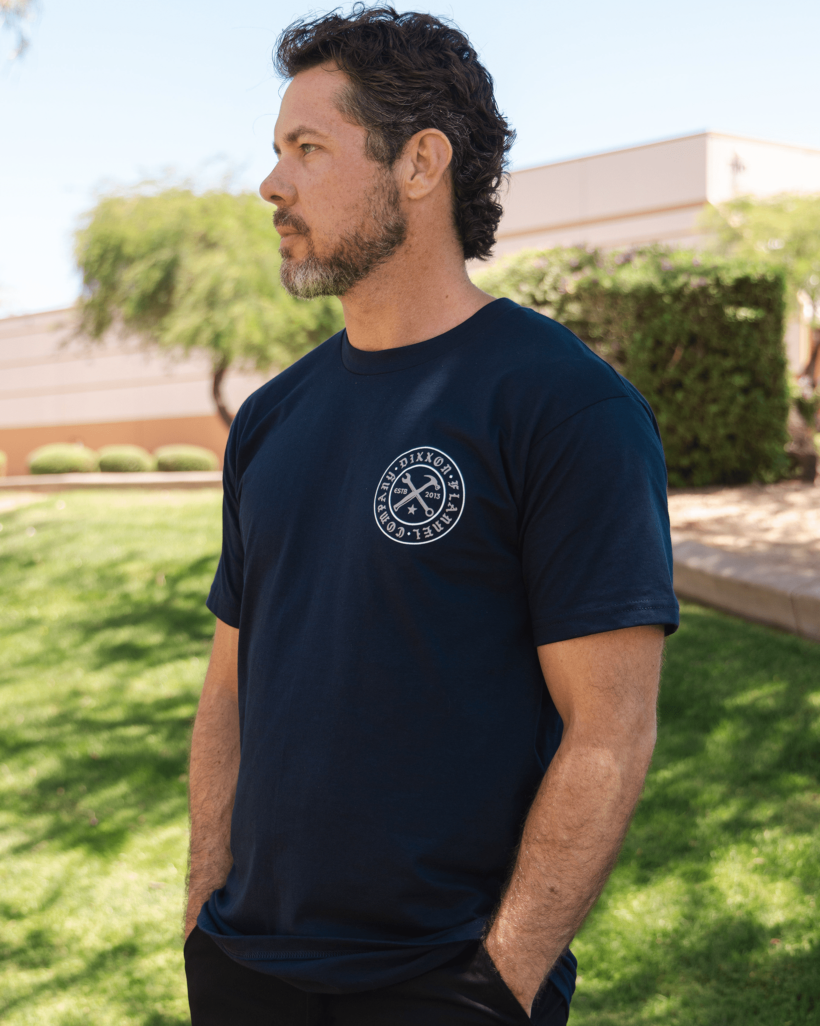 White Nameplate T-Shirt - Navy - Dixxon Flannel Co.