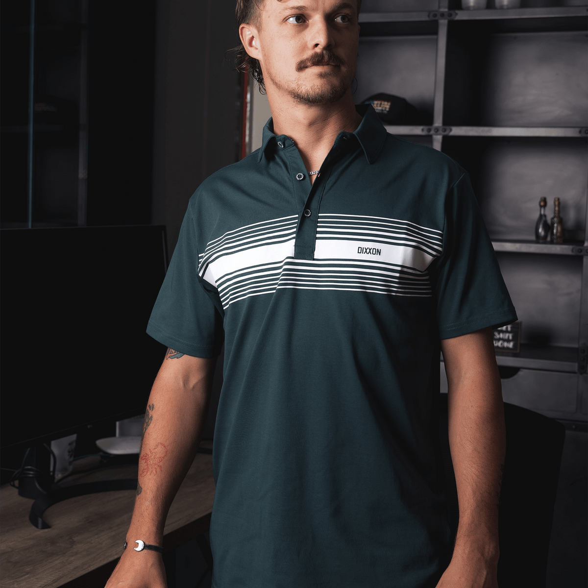 White Stripe Premium Polo - Green | Dixxon Flannel Co.