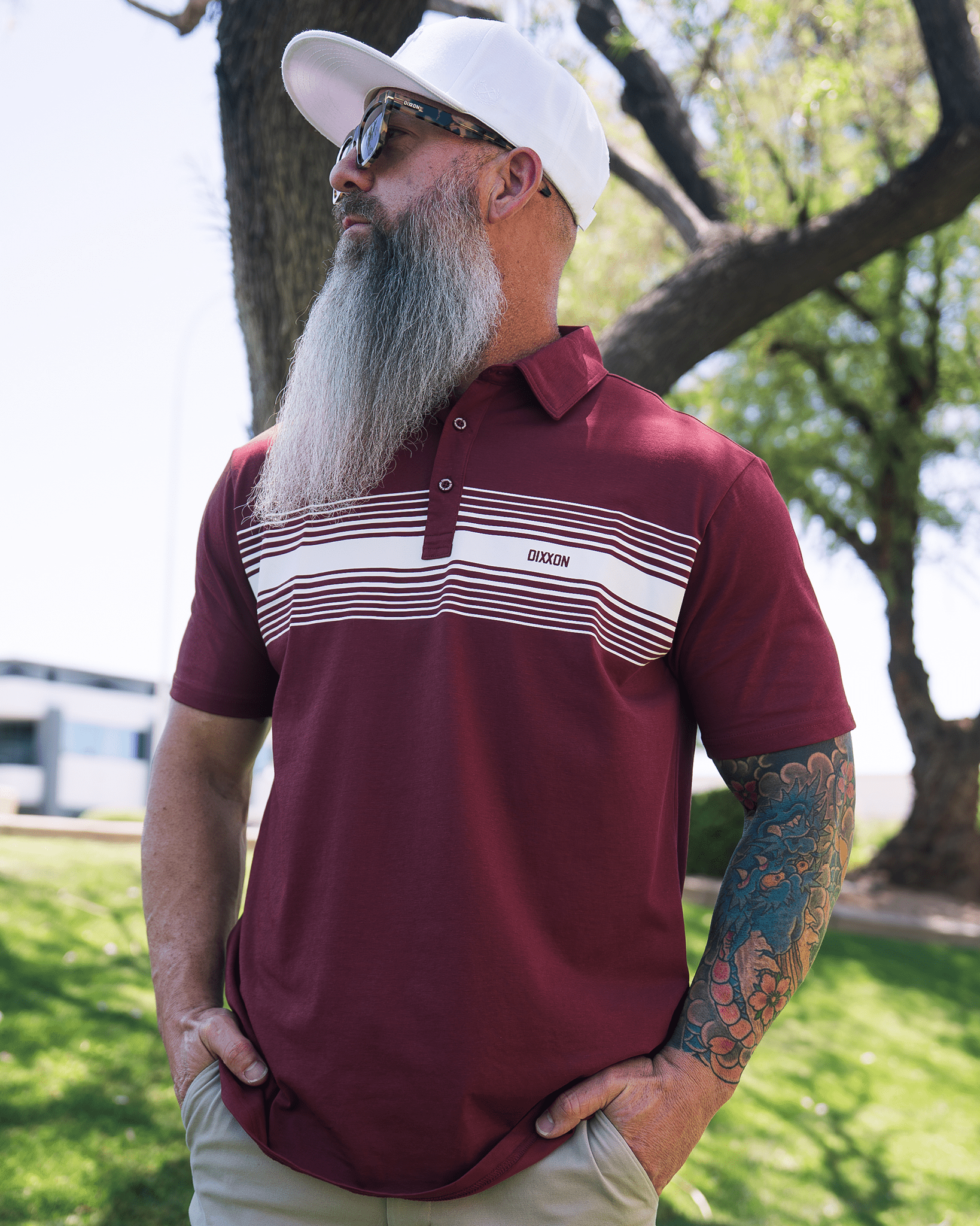 White Stripe Premium Polo - Red - Dixxon Flannel Co. view 1