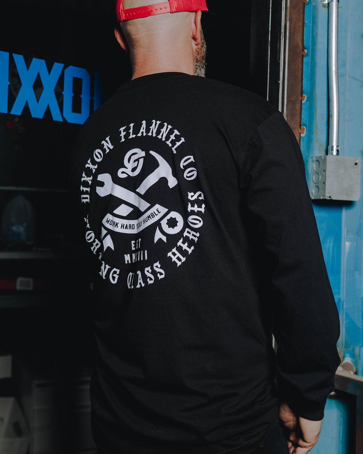 White Working Class Badge Long Sleeve T-Shirt - Black - Dixxon Flannel Co. view 1