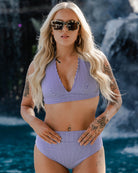 Women's Bombshell Bikini Top - Blue & White Stripes - Dixxon Flannel Co.