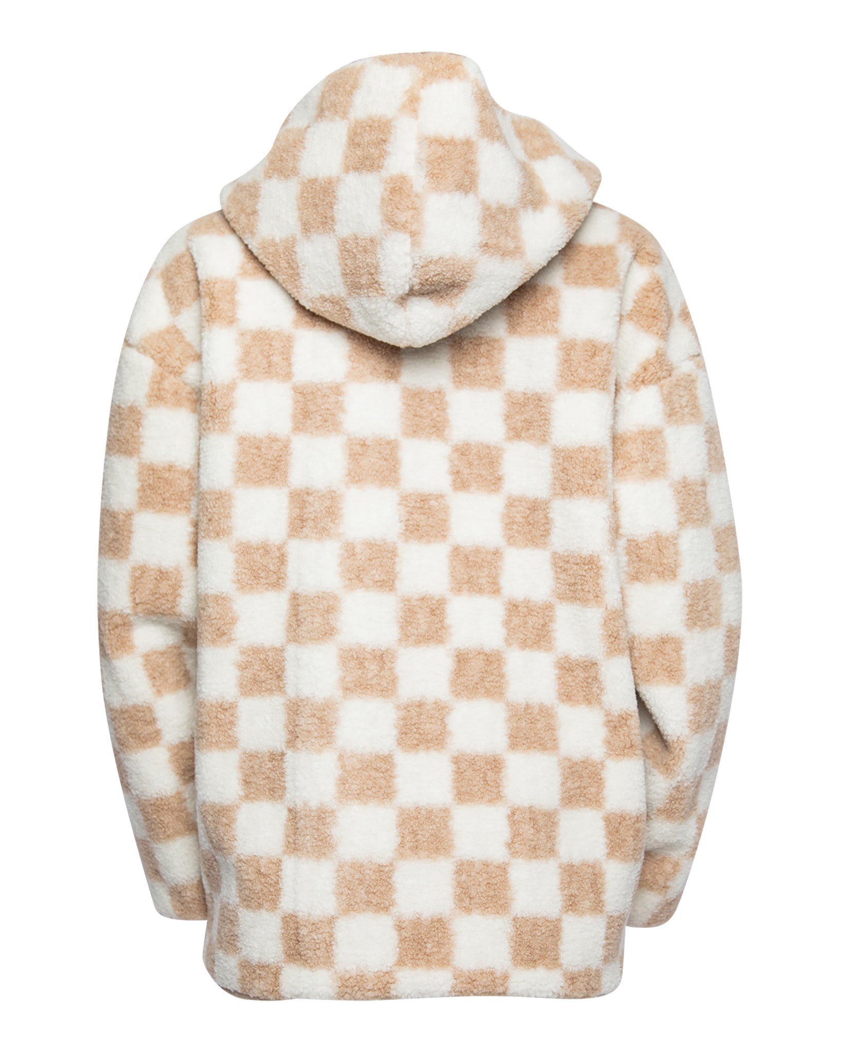 Women's Checkered Sherpa Cardigan - Tan & White - Dixxon Flannel Co.