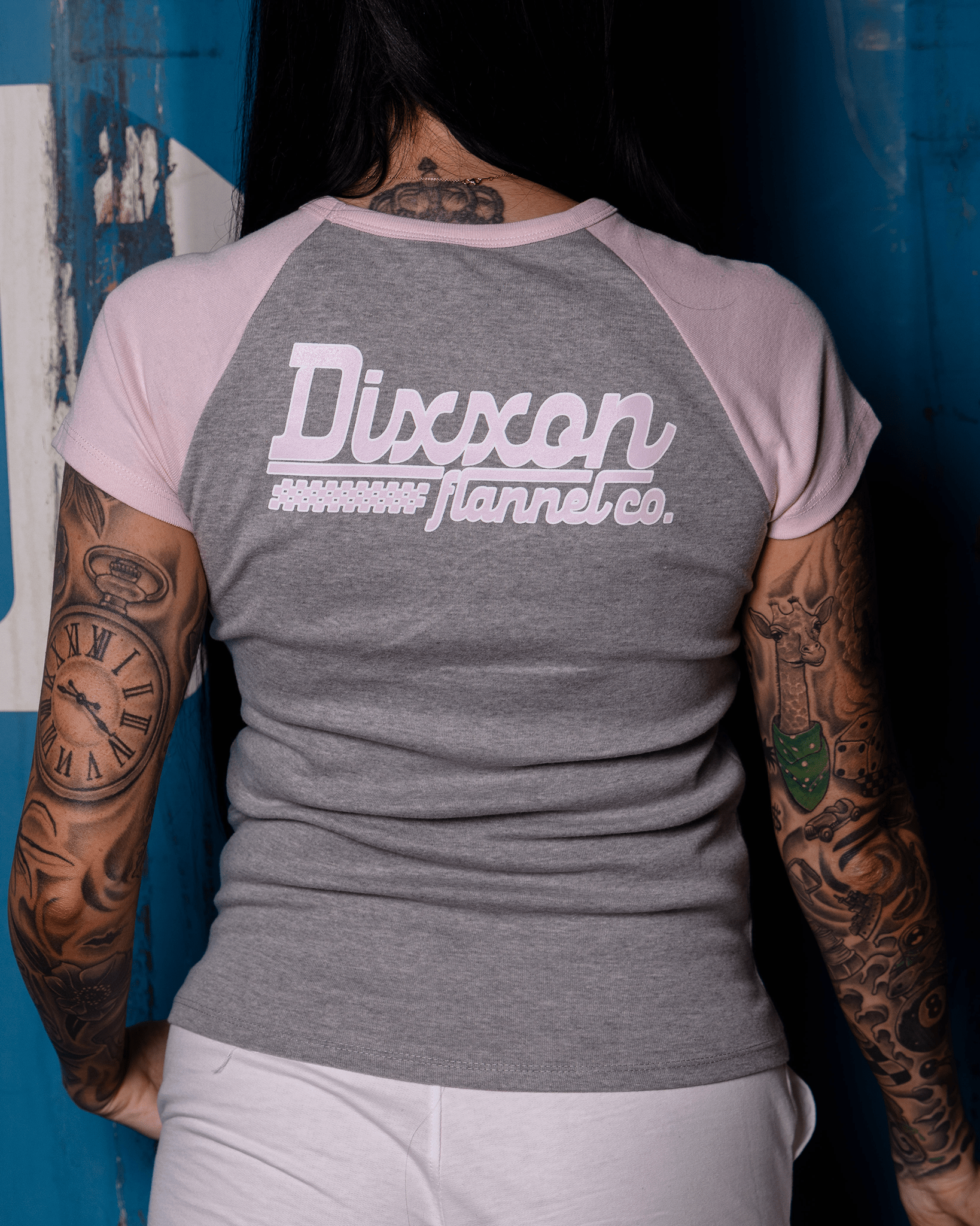 Women's Circuit Raglan Tee - Gray & Pink - Dixxon Flannel Co. view 1