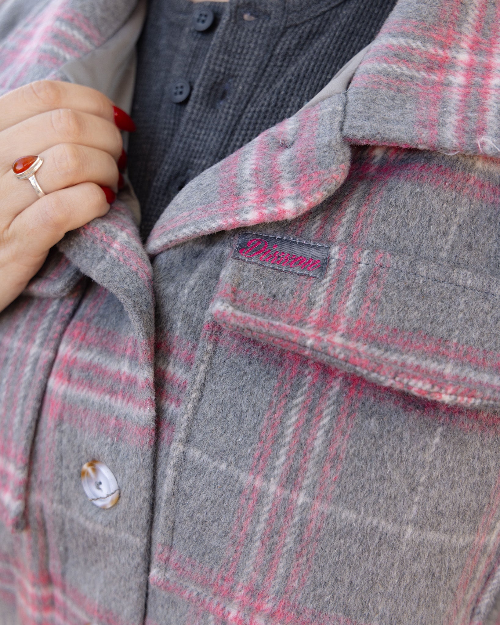 Women's Cropped Shacket - Gray & Pink - Dixxon Flannel Co.