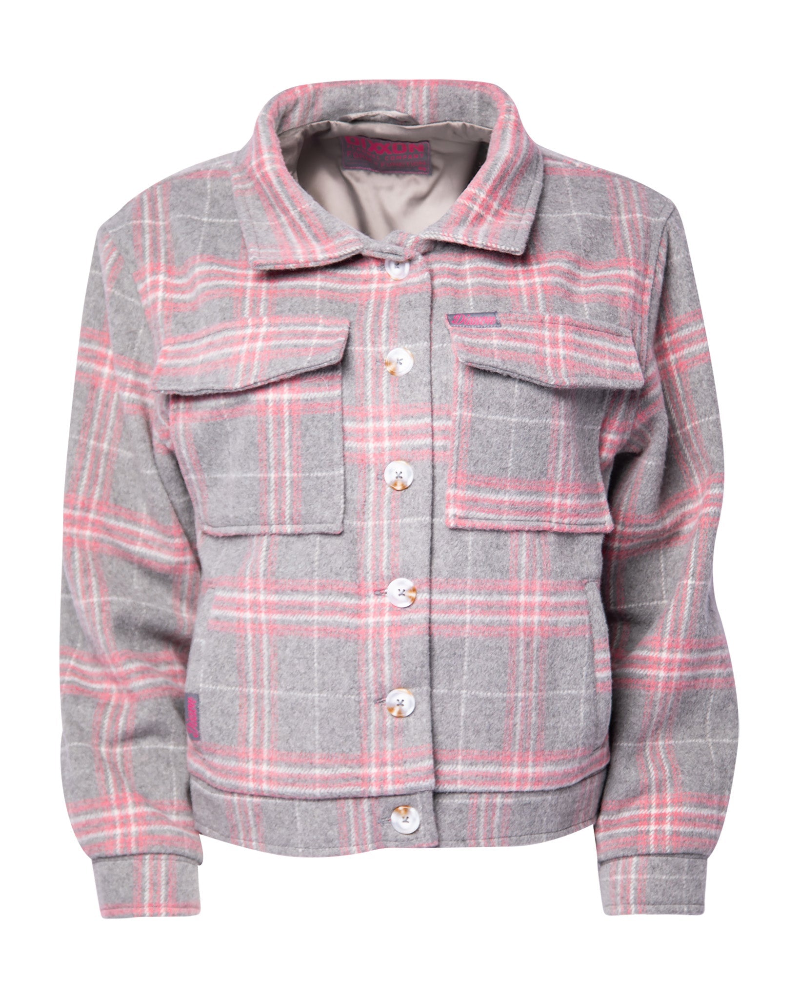 Women's Cropped Shacket - Gray & Pink - Dixxon Flannel Co.