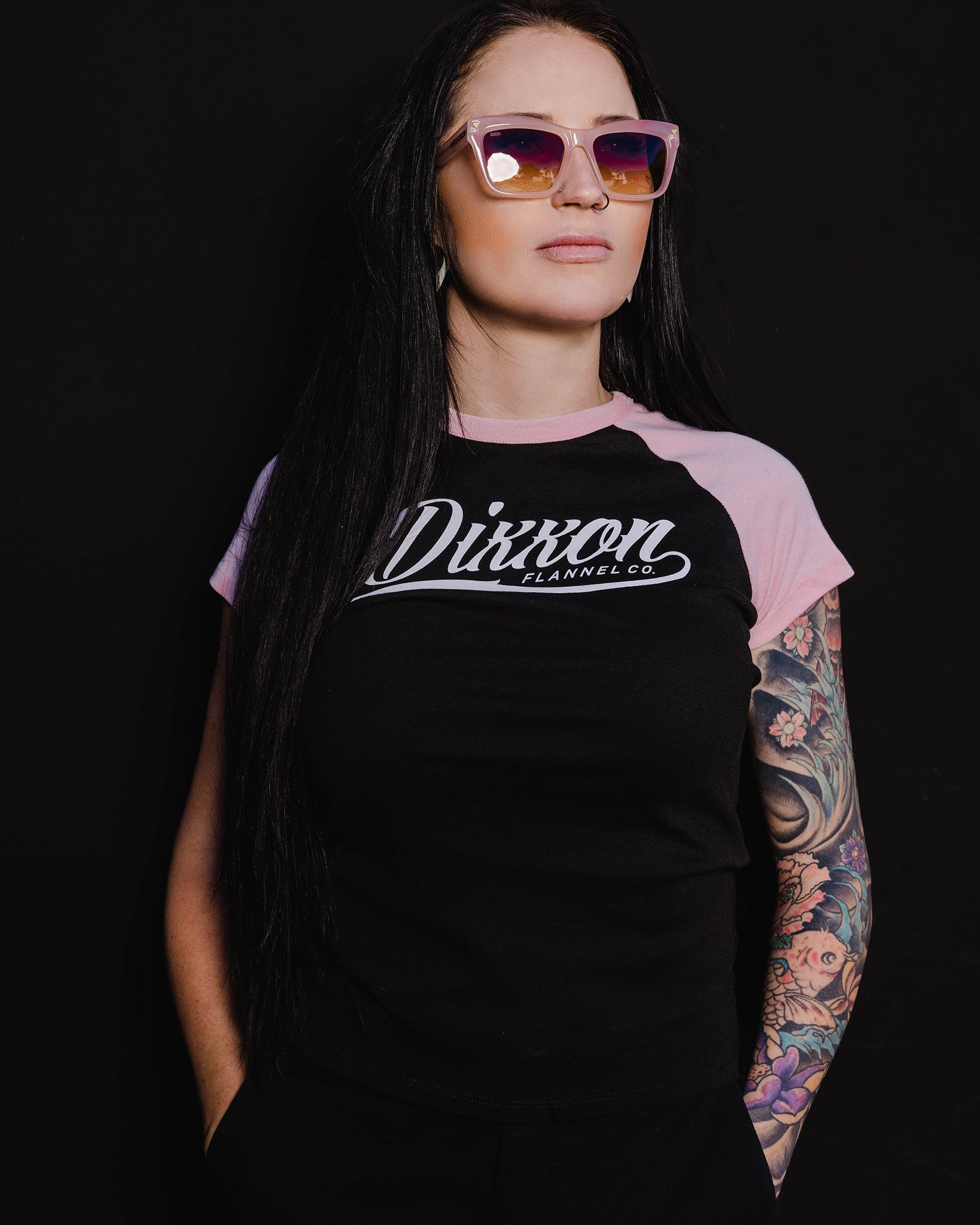 Women's Cursive Crop Top - Black & Pink | Dixxon Flannel Co.