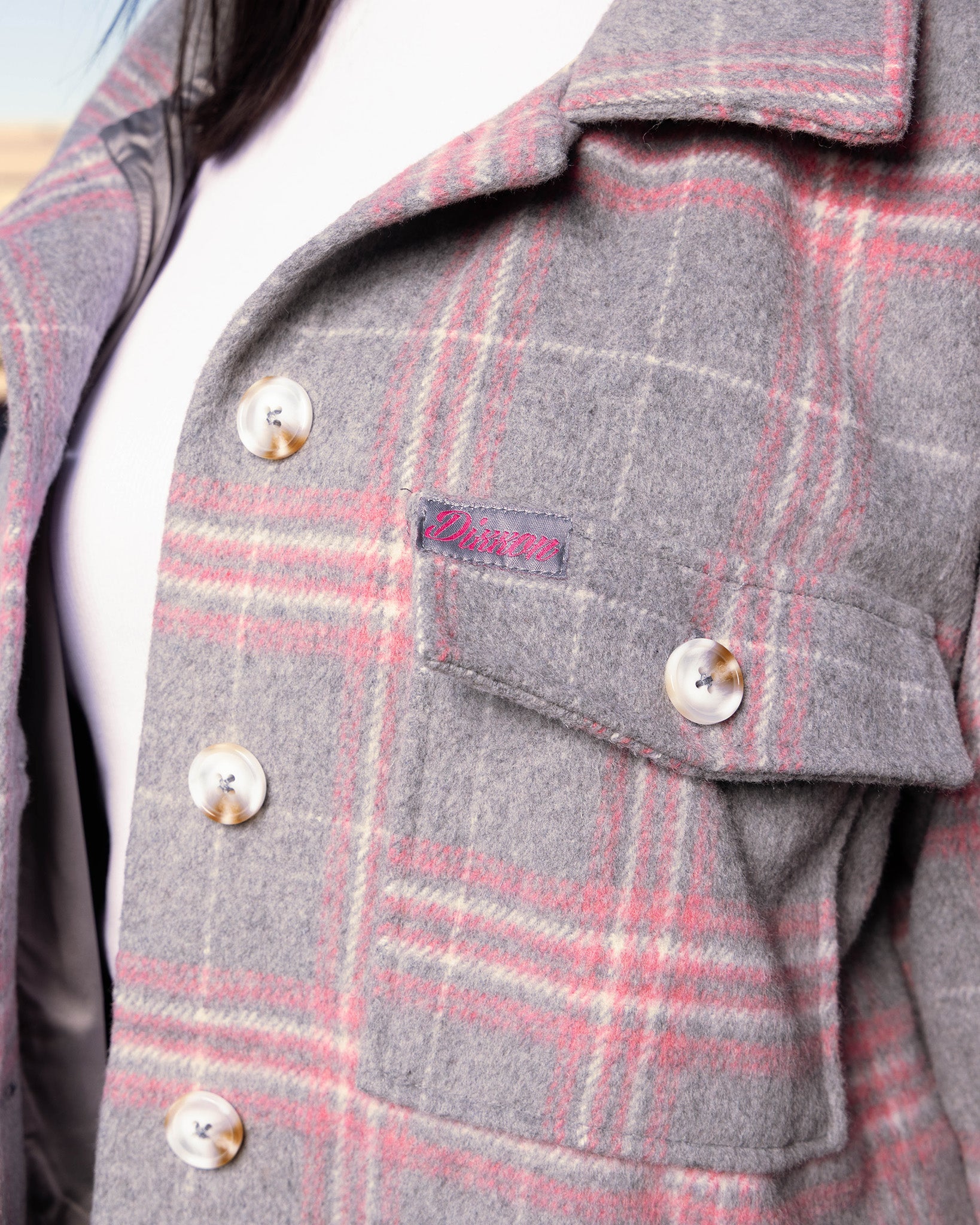 Women's Long Shacket - Gray & Pink - Dixxon Flannel Co.