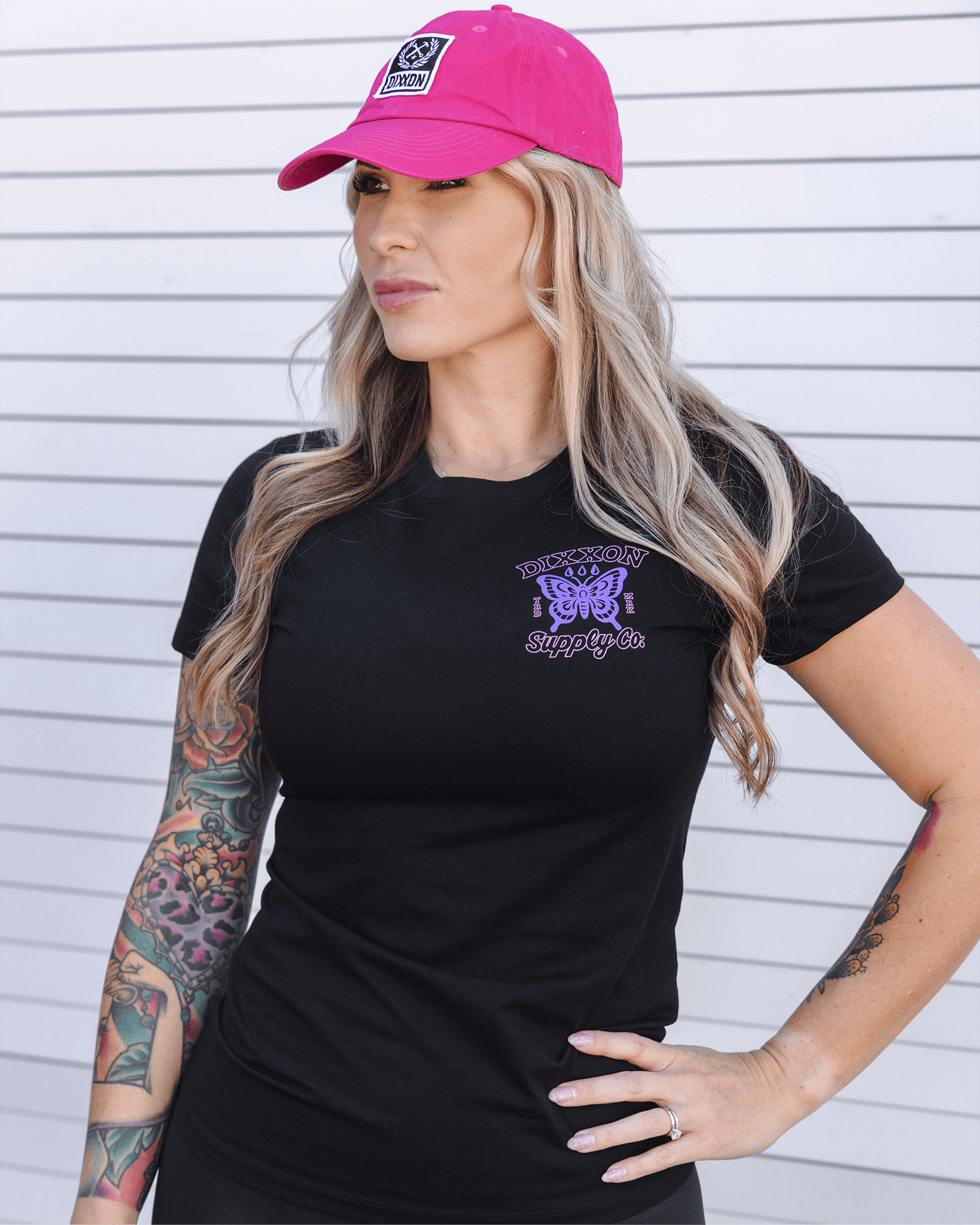 Women's Mariposa Fitted T-Shirt- Black - Dixxon Flannel Co.
