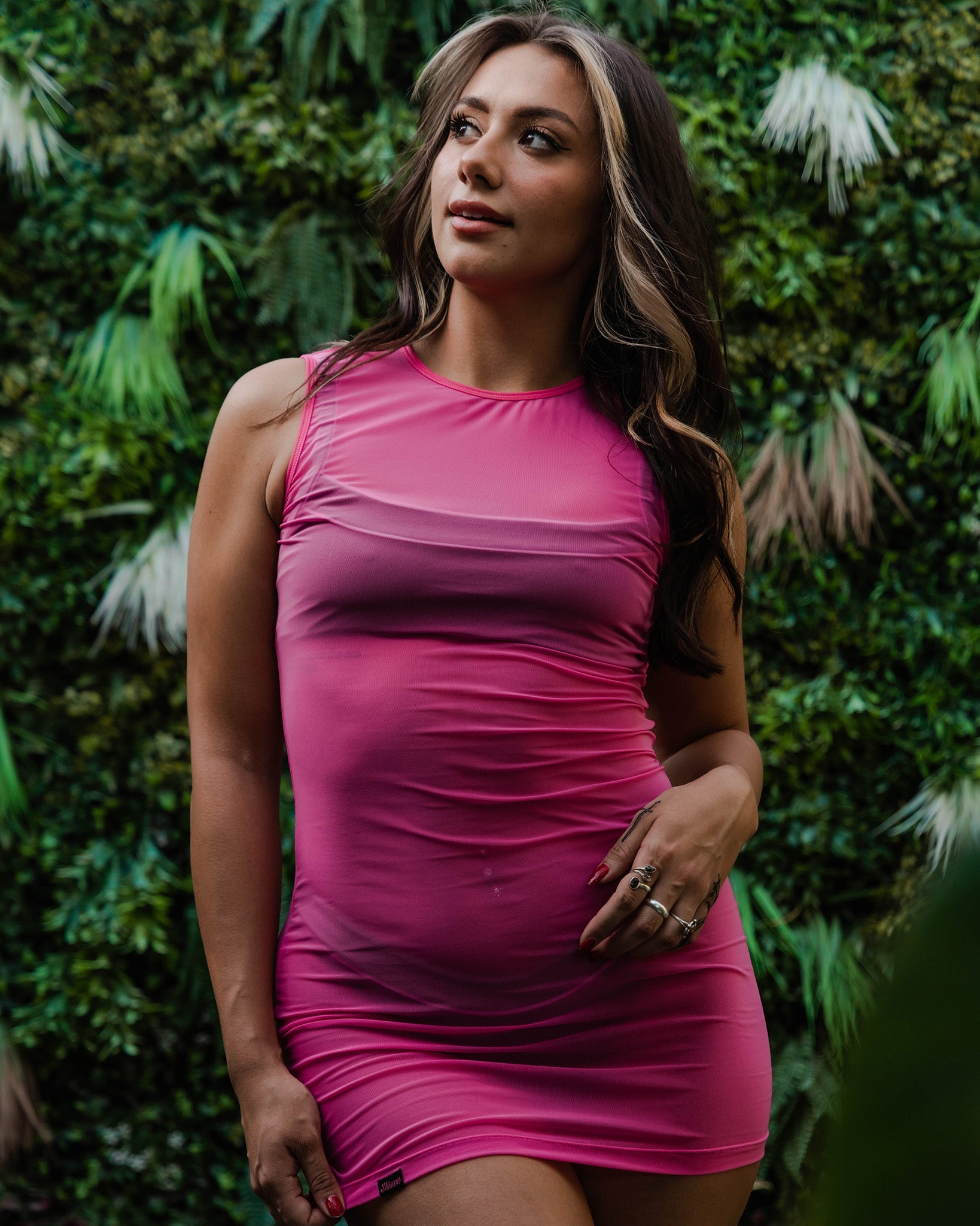 Women's Mesh Cover Up Dress - Hot Pink - Dixxon Flannel Co.