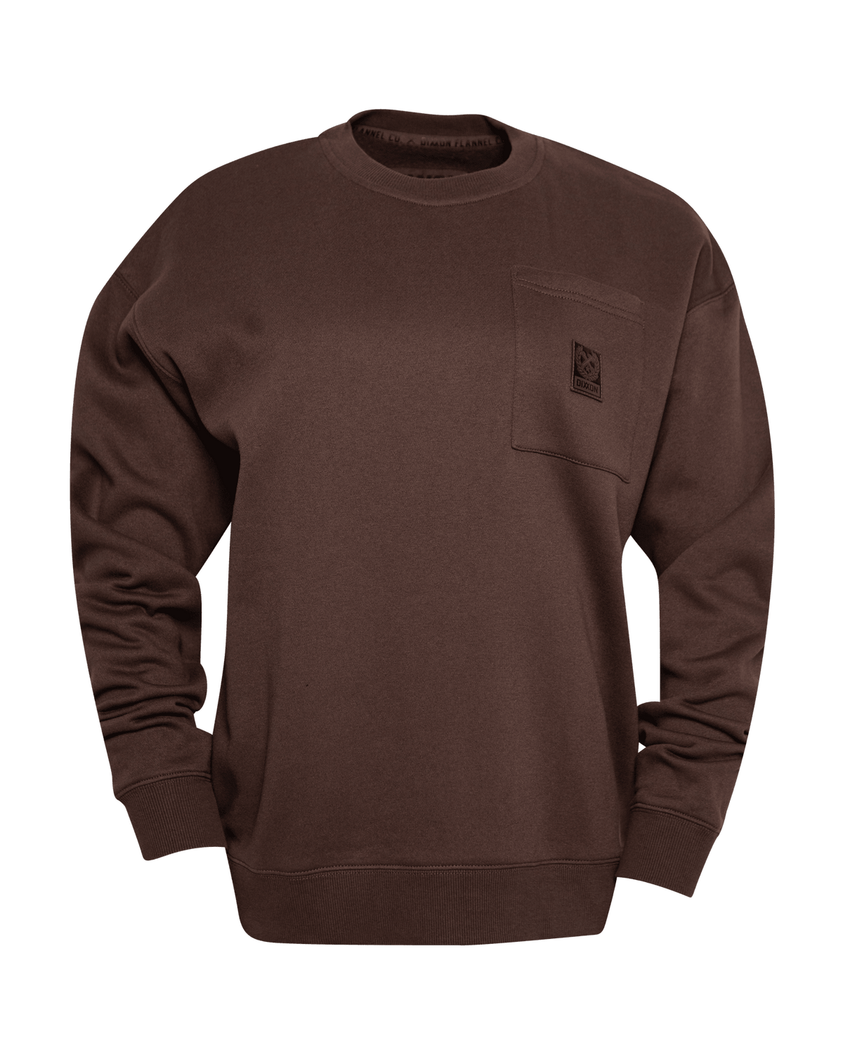Women's Pocket Crewneck Sweatshirt - Brown - Dixxon Flannel Co. view 2