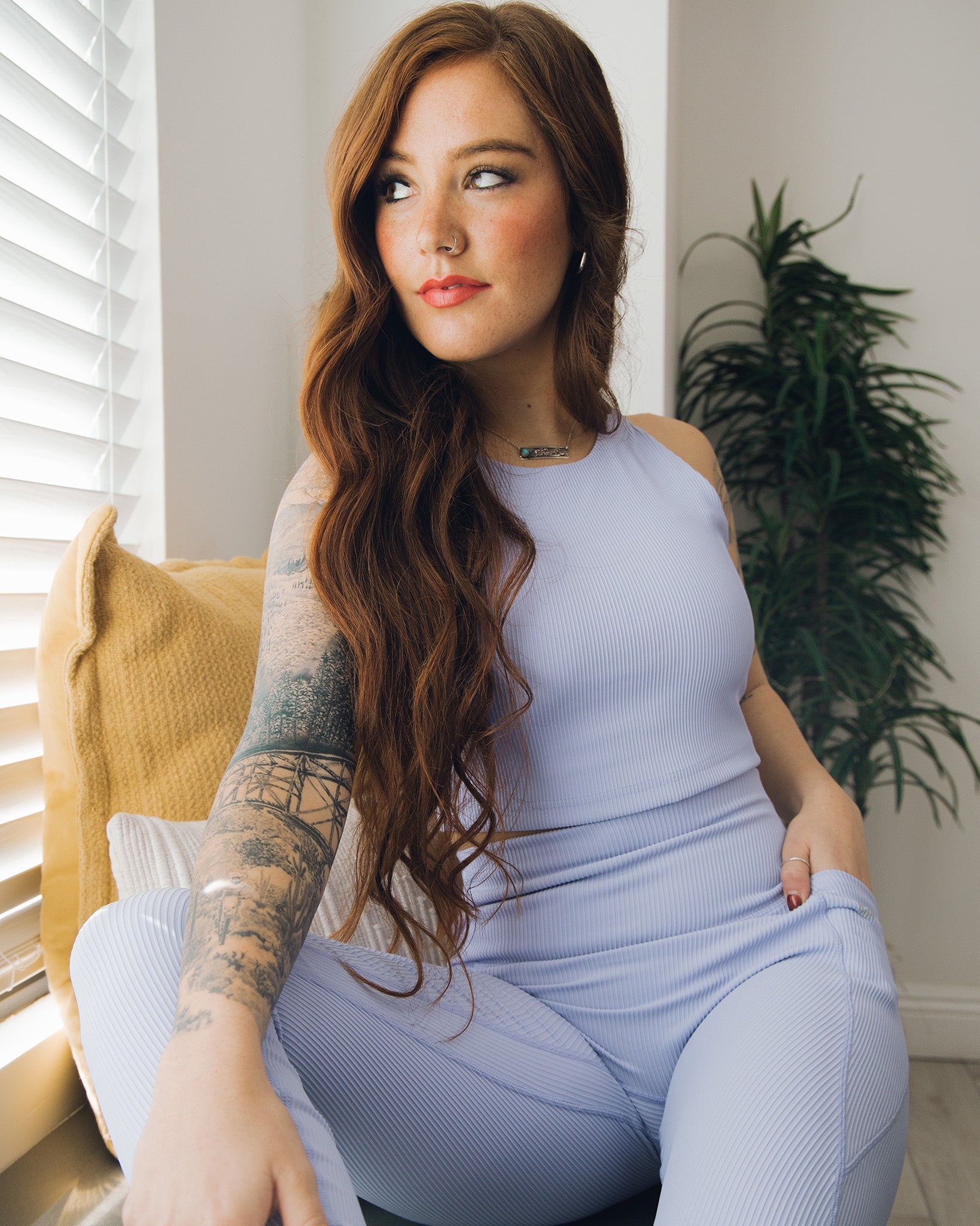 Lavender Ribbed Crop Top by Dixxon: Shop Now