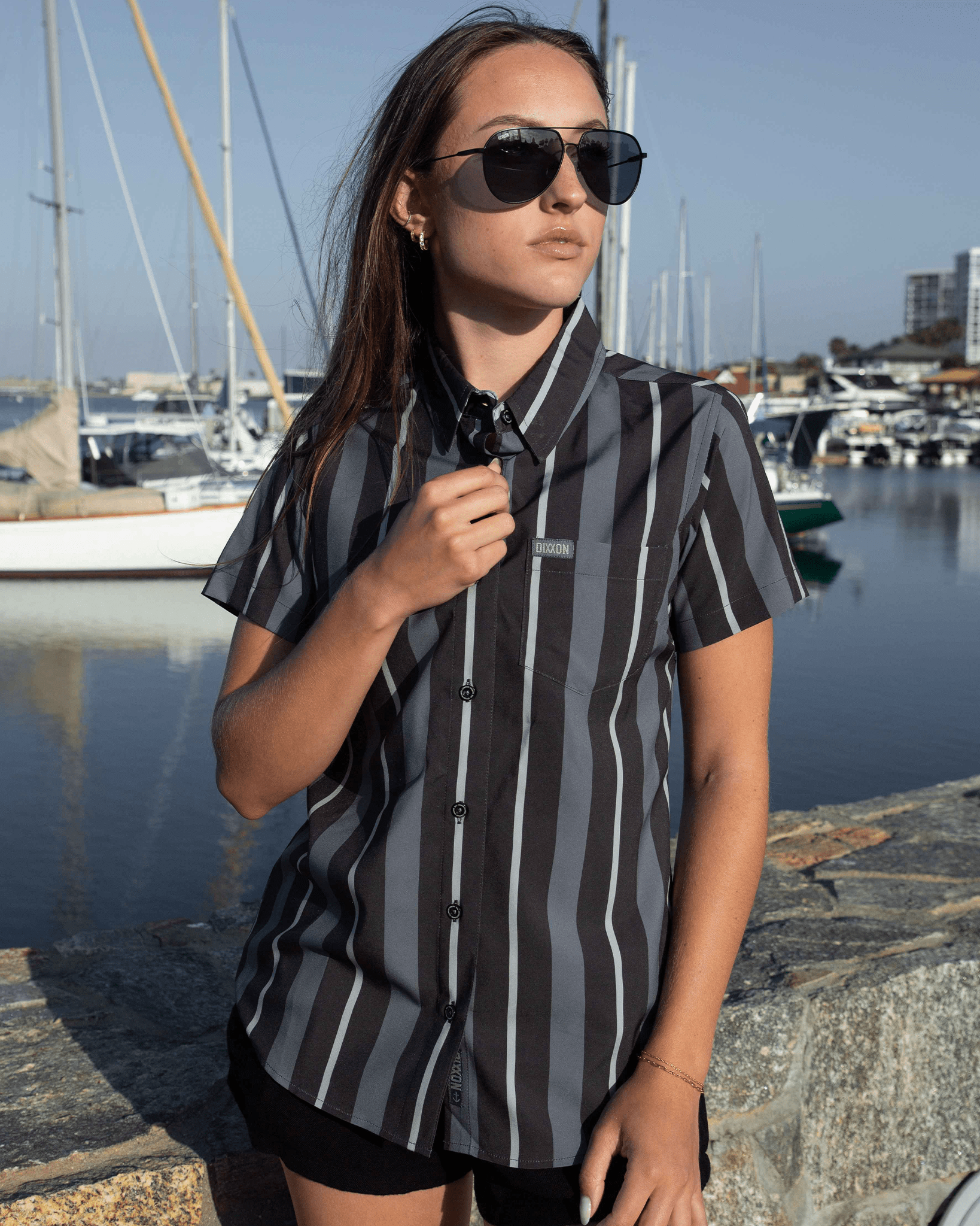 Women's The Marina Party Shirt - Gray & Black - Dixxon Flannel Co.