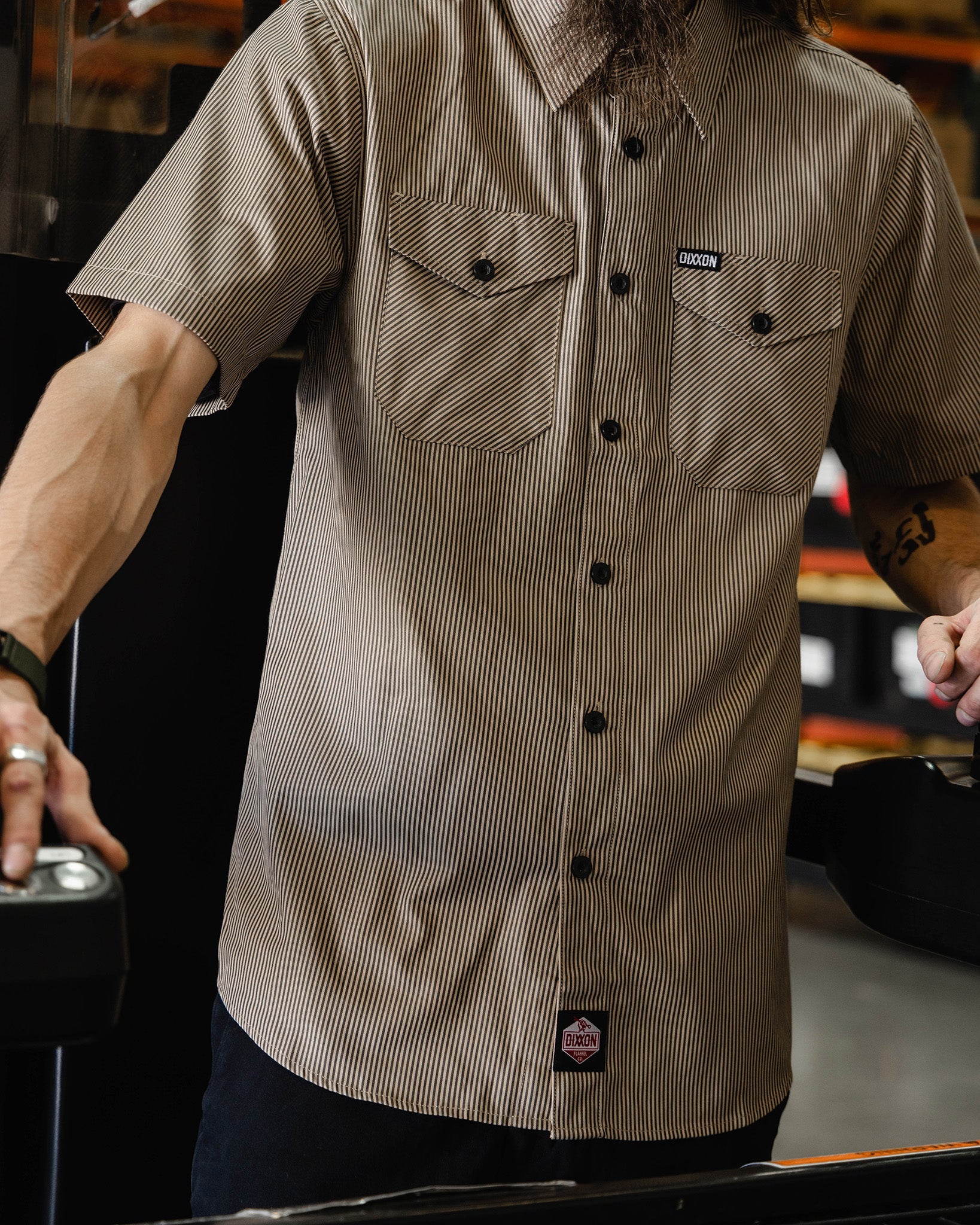 WorkForce Short Sleeve Work Shirt - Khaki & Black - Dixxon Flannel Co.