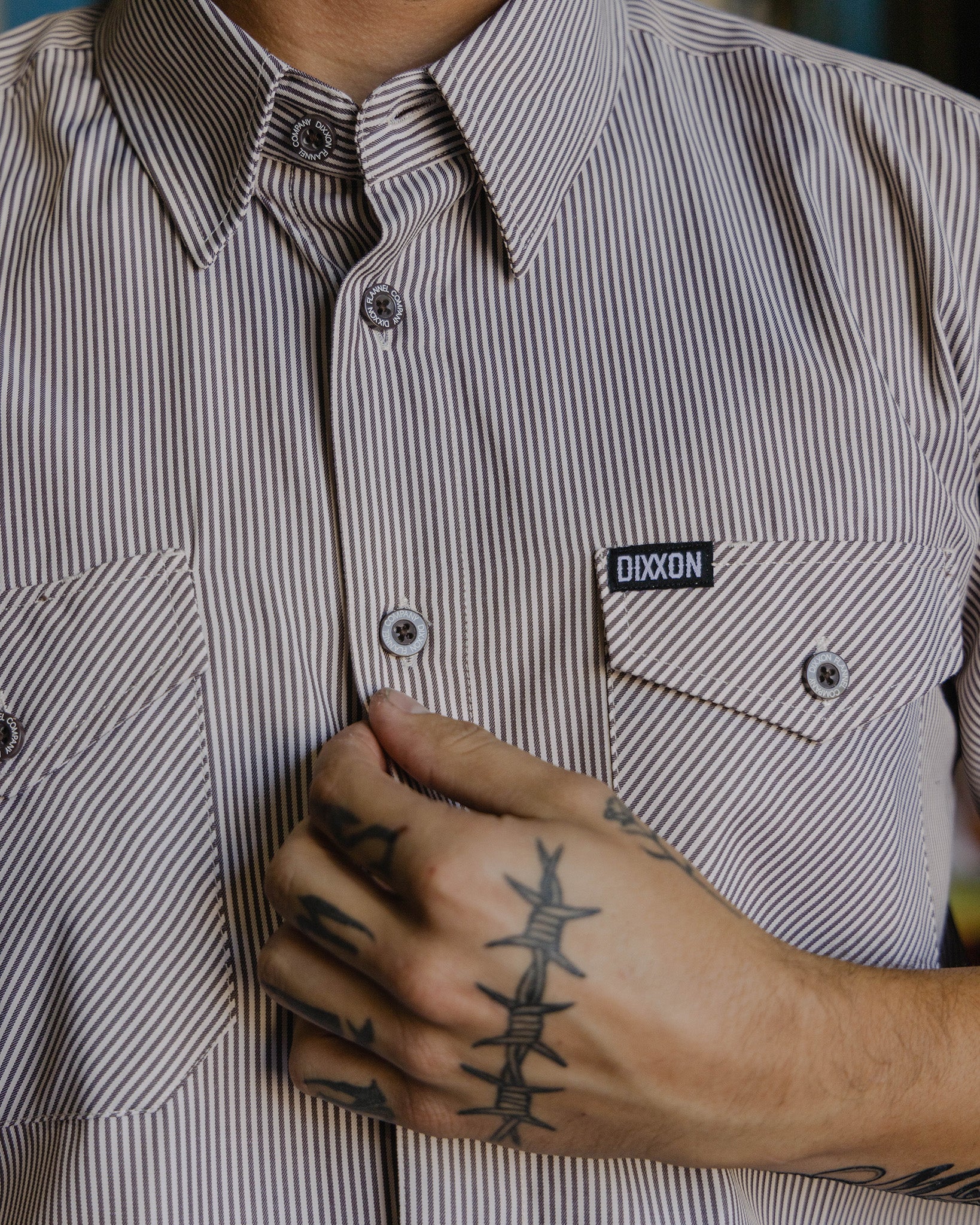 WorkForce Short Sleeve Work Shirt - White & Brown - Dixxon Flannel Co.
