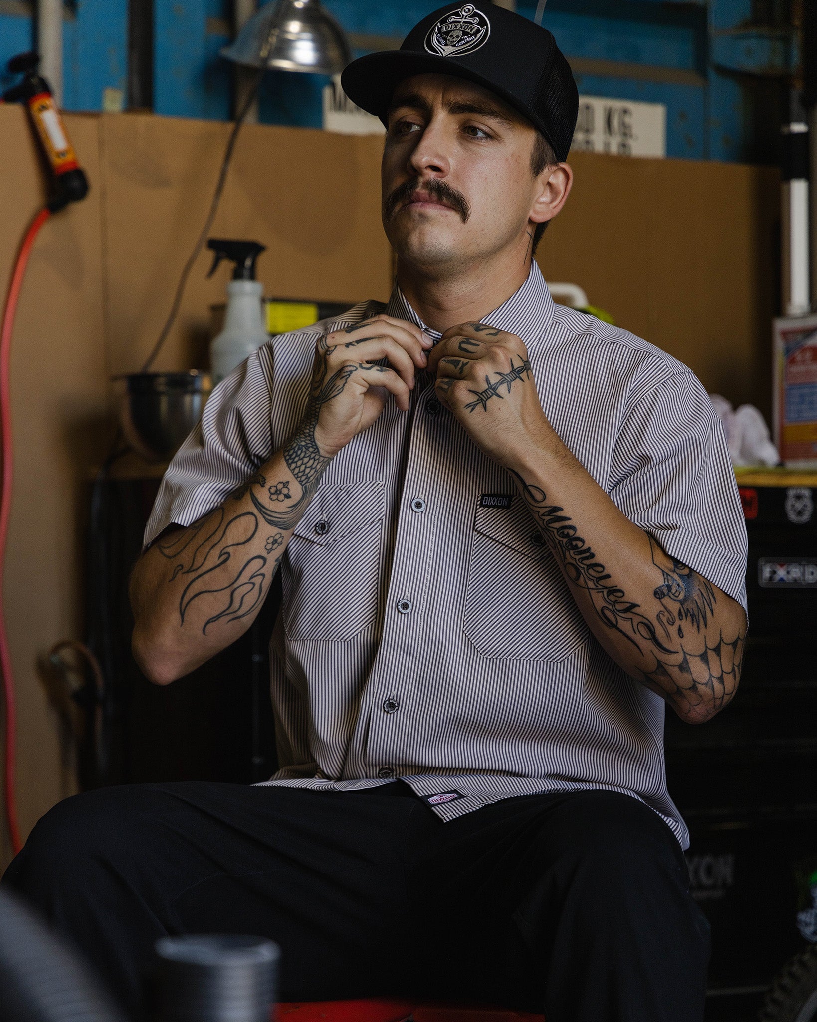 WorkForce Short Sleeve Work Shirt - White & Brown - Dixxon Flannel Co.