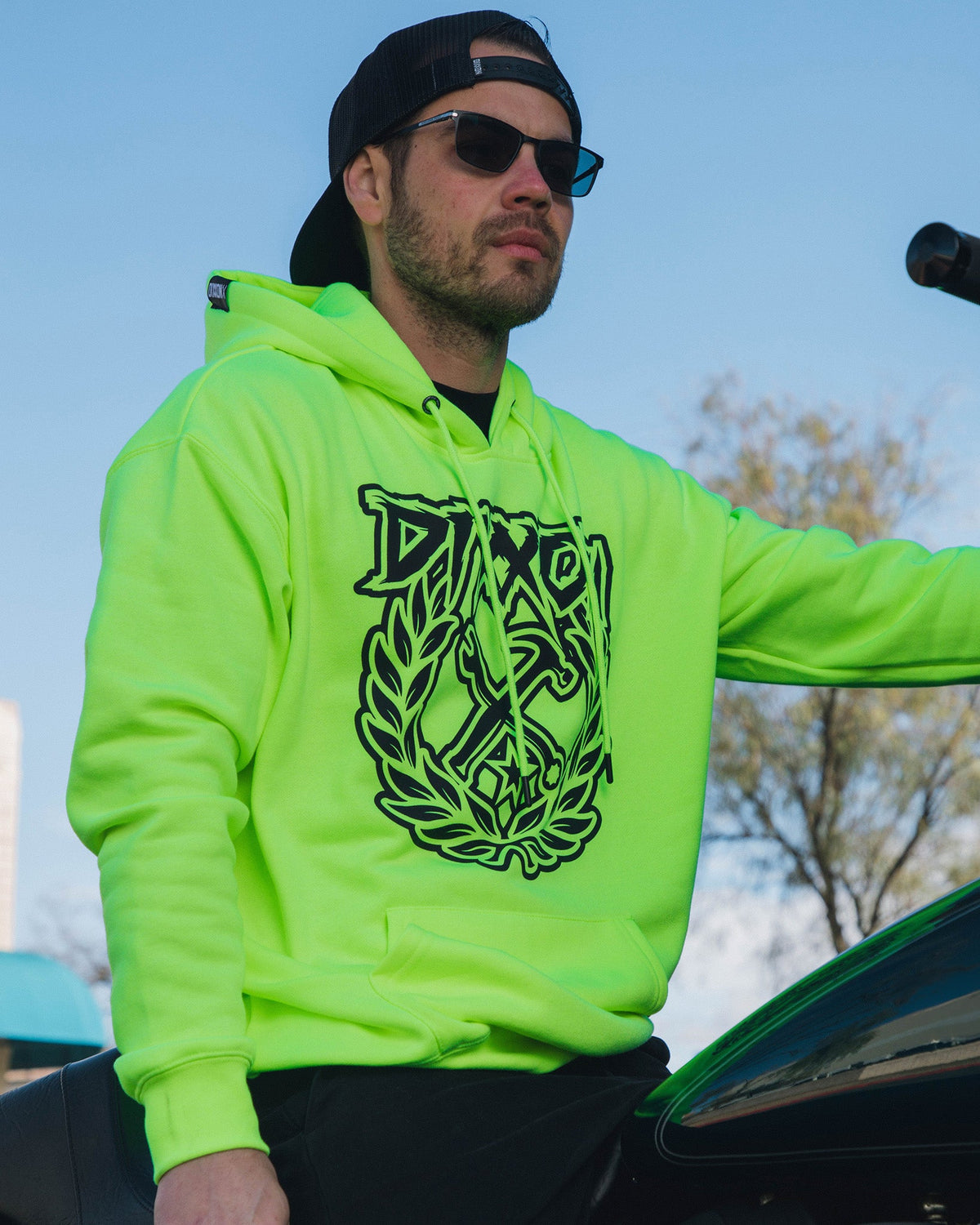 Black Party Crest Hi-Vis Pullover Hoodie - Yellow - view 1